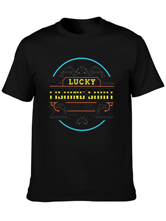 Lucky Fishing Shirt - Black Crewneck Tee