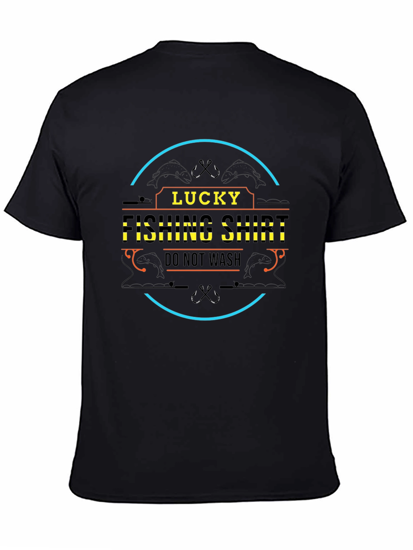 Lucky Fishing Shirt - Black Crewneck Tee