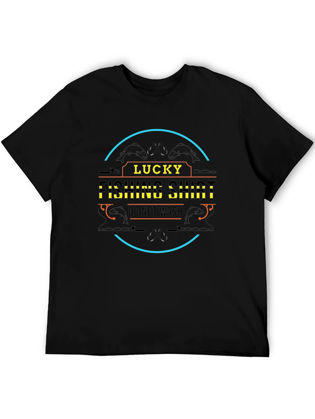 Lucky Fishing Shirt - Black Crewneck Tee