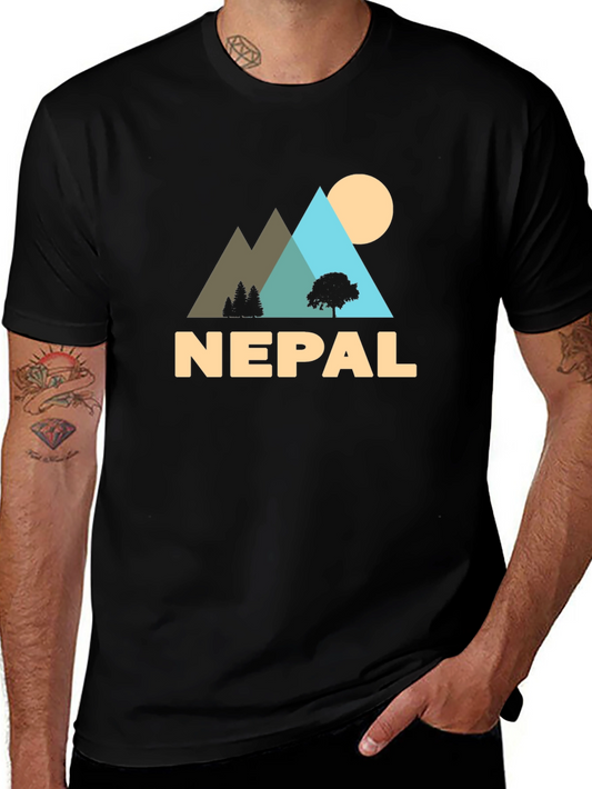 Nepal Adventure T-Shirt - Mountain Landscape Tee