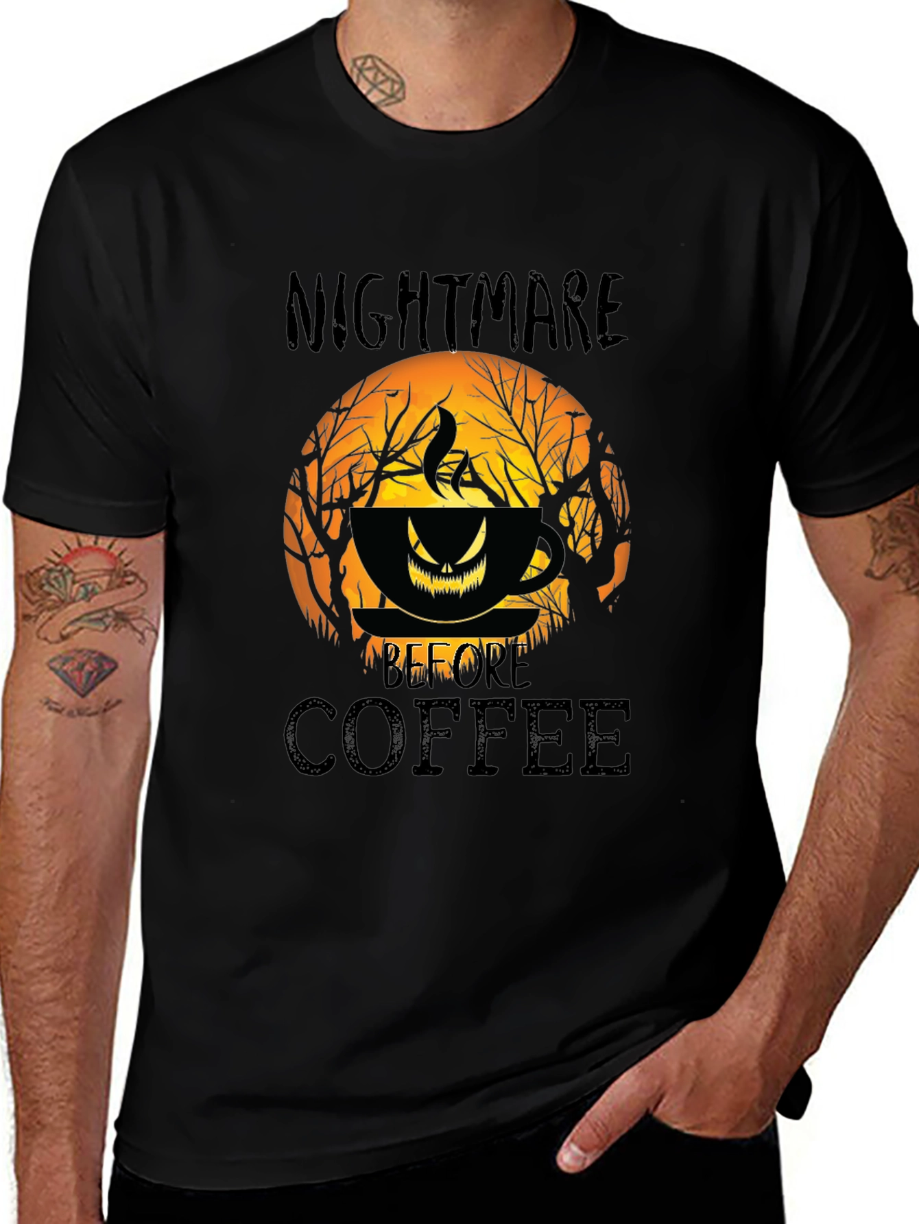 Nightmare Before Coffee Halloween Graphic T-Shirt
