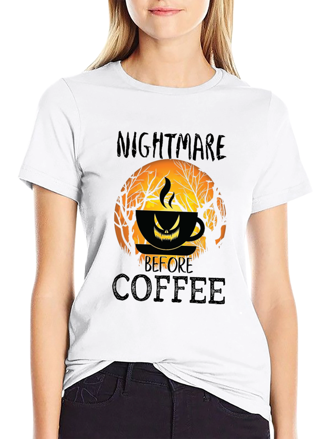 Nightmare Before Coffee Halloween Graphic T-Shirt