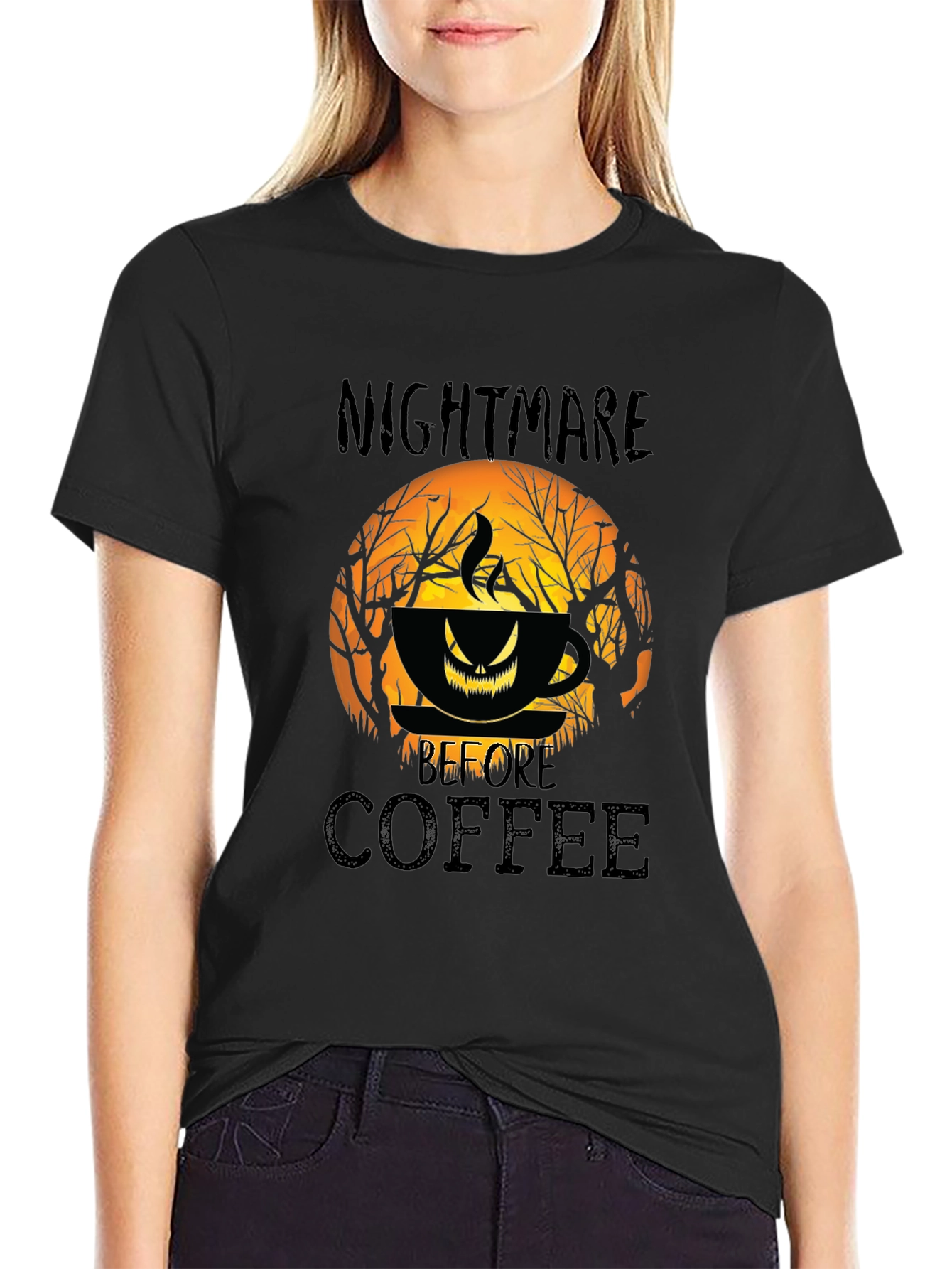 Nightmare Before Coffee Halloween Graphic T-Shirt