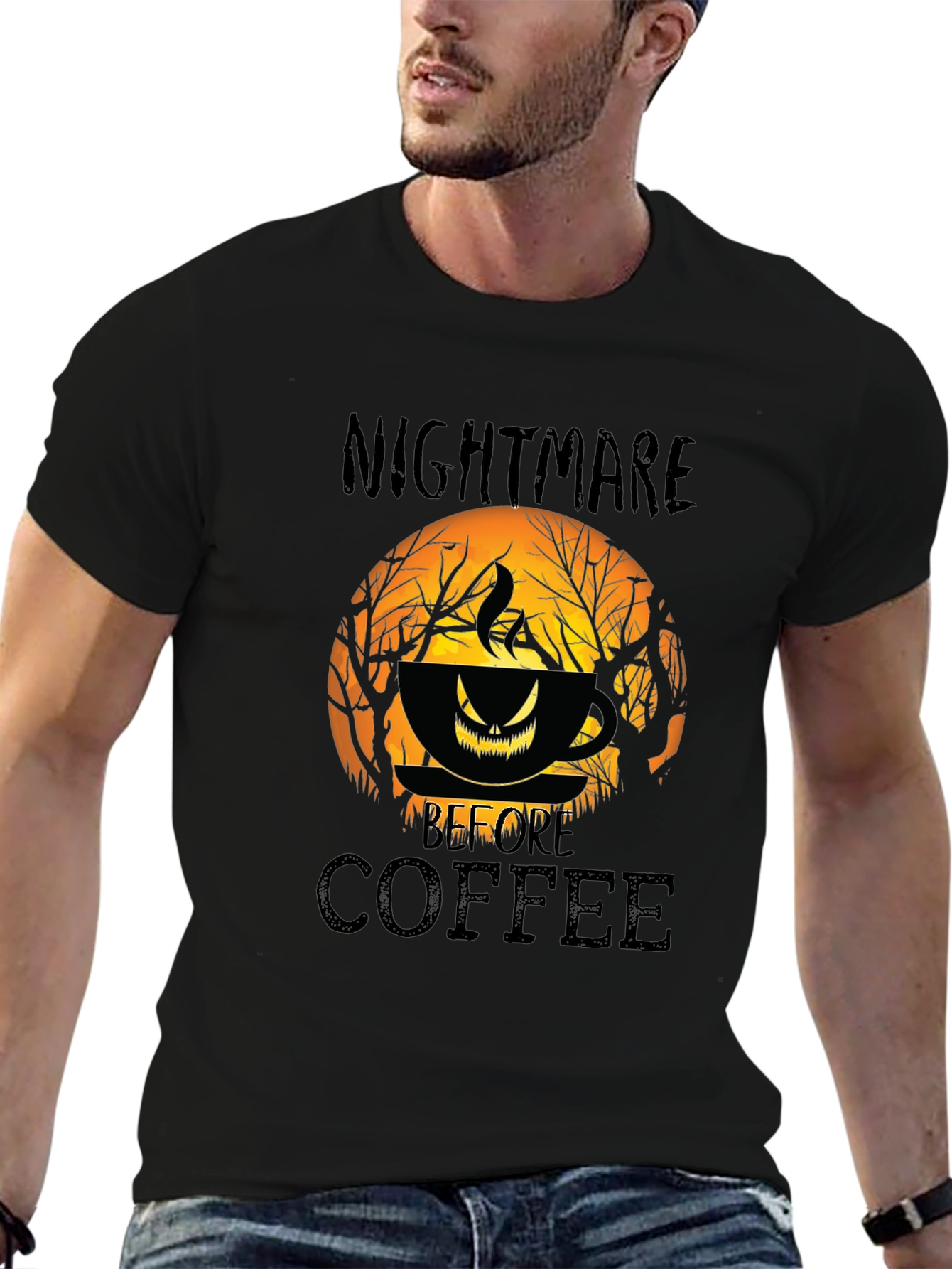 Nightmare Before Coffee Halloween Graphic T-Shirt