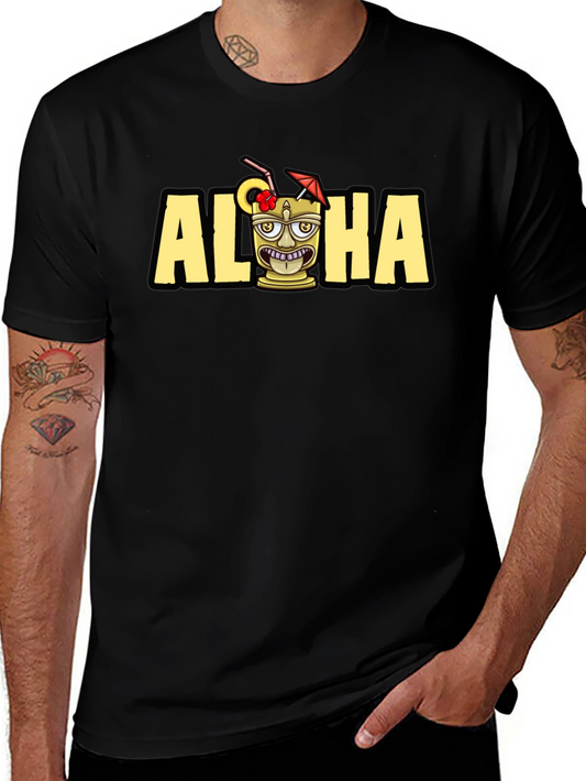Aloha Tiki Graphic Tee - Tropical Vacation Shirt