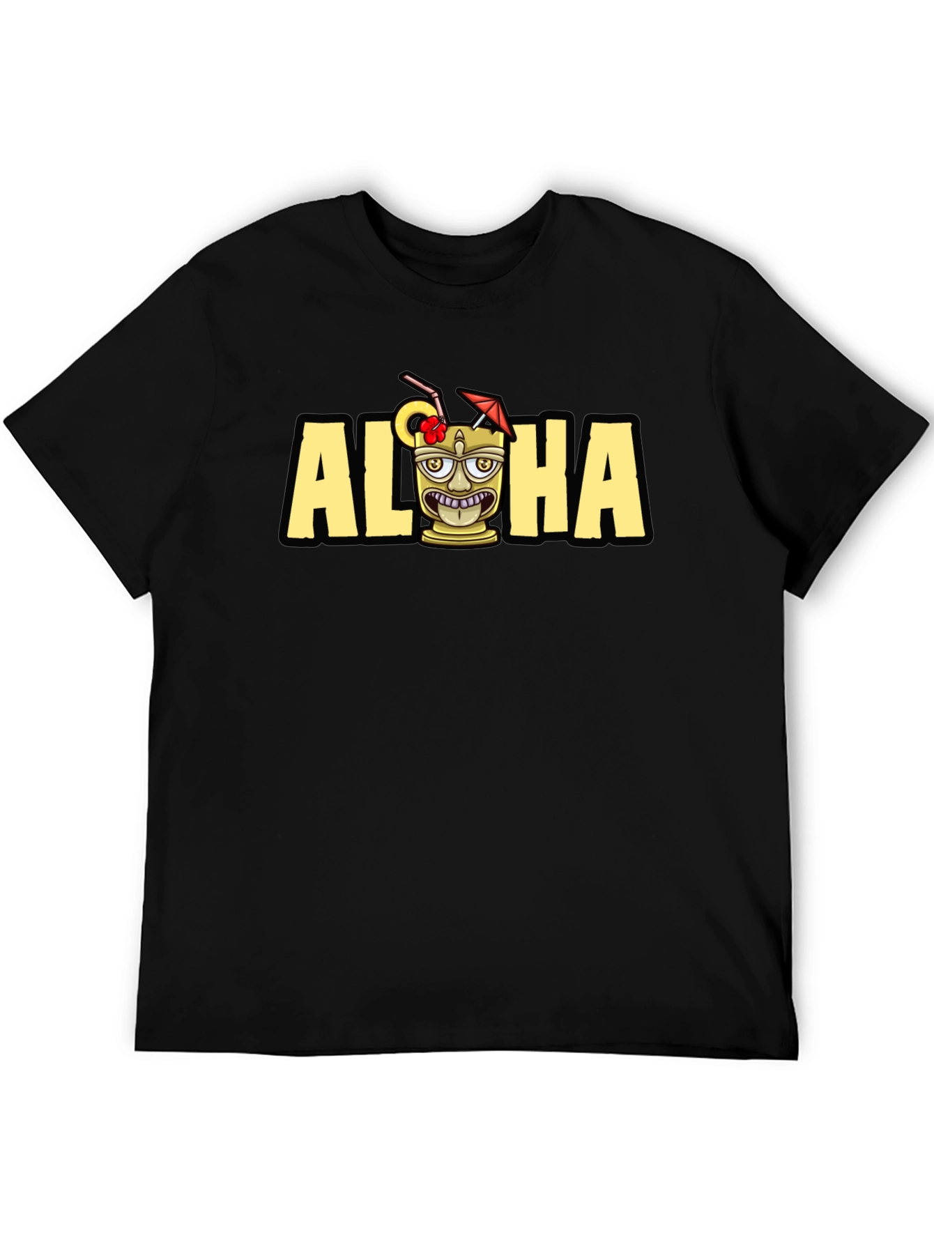 Aloha Tiki Graphic Tee - Tropical Vacation Shirt