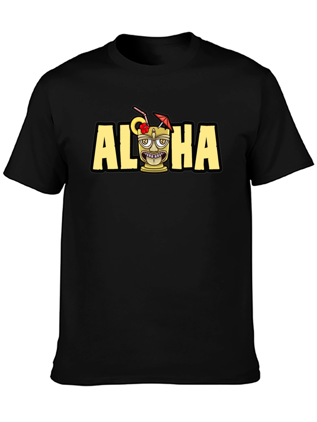 Aloha Tiki Graphic Tee - Tropical Vacation Shirt