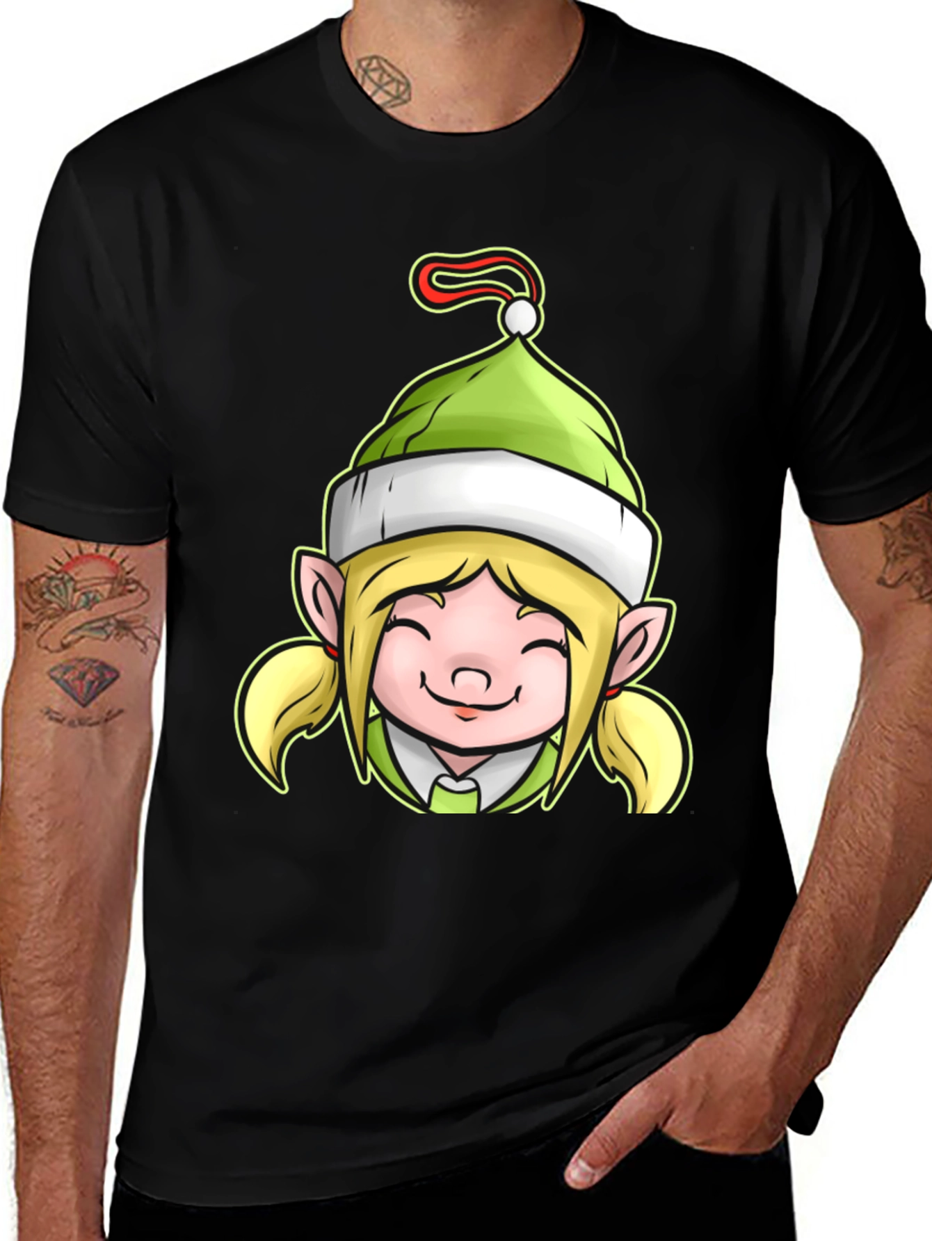 Festive Elf Girl Graphic Tee
