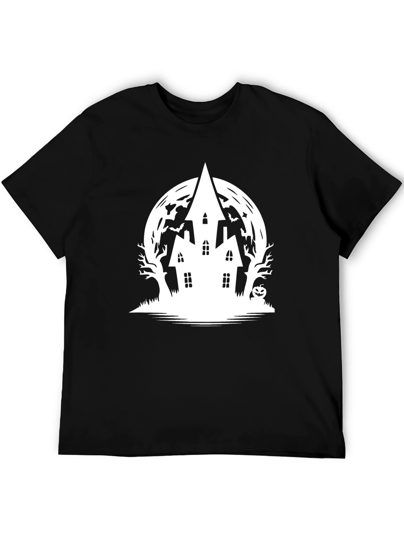 Halloween Haunted House Graphic Tee - Black