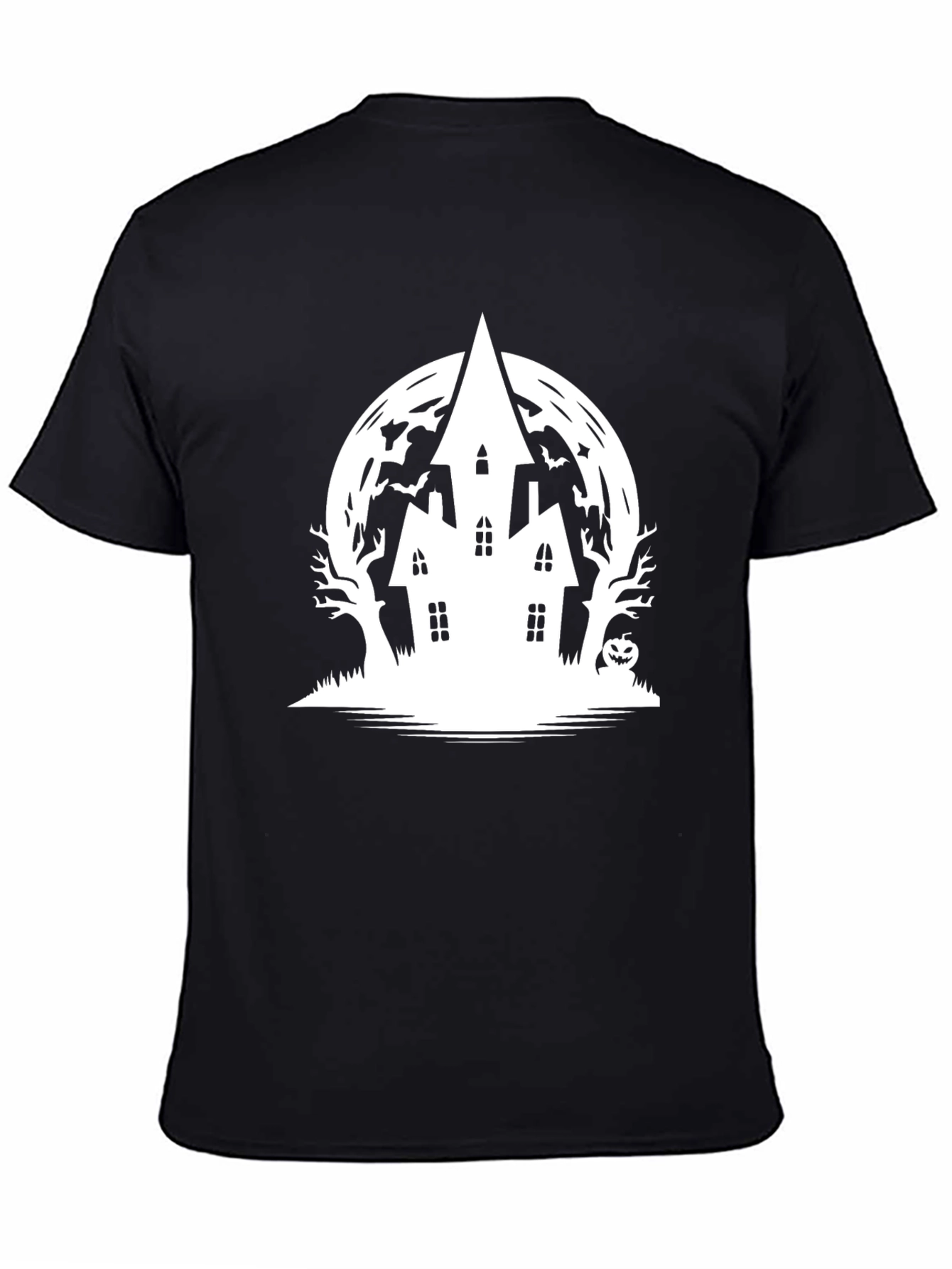 Halloween Haunted House Graphic Tee - Black