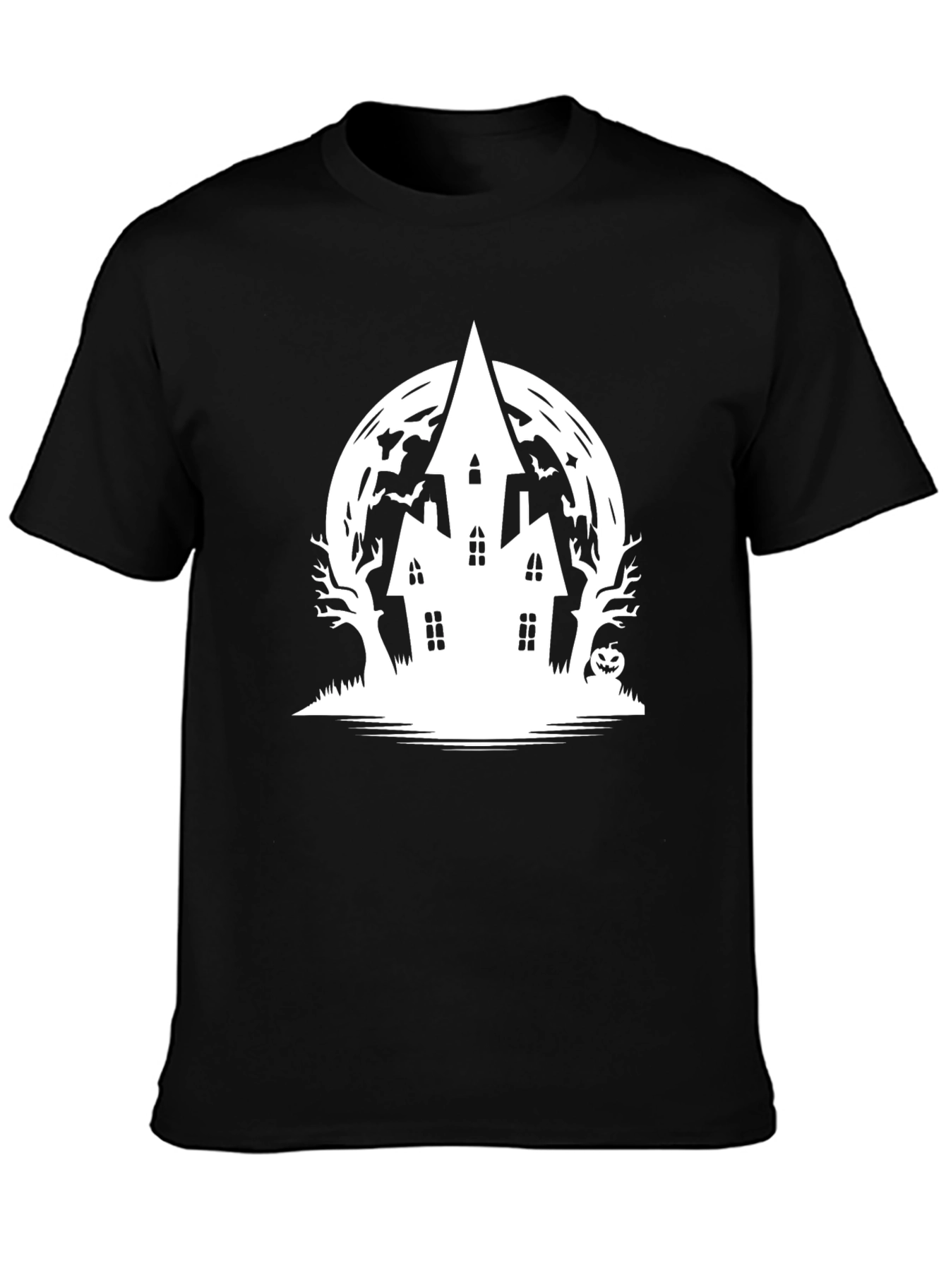 Halloween Haunted House Graphic Tee - Black