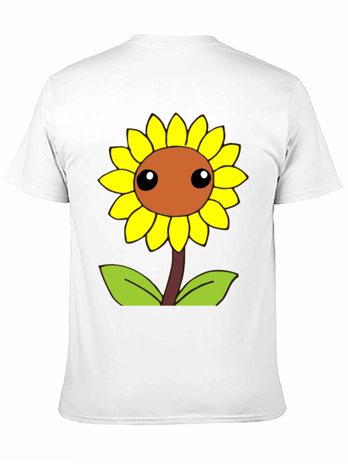 Cute Cartoon Sunflower Graphic Black T-Shirt
