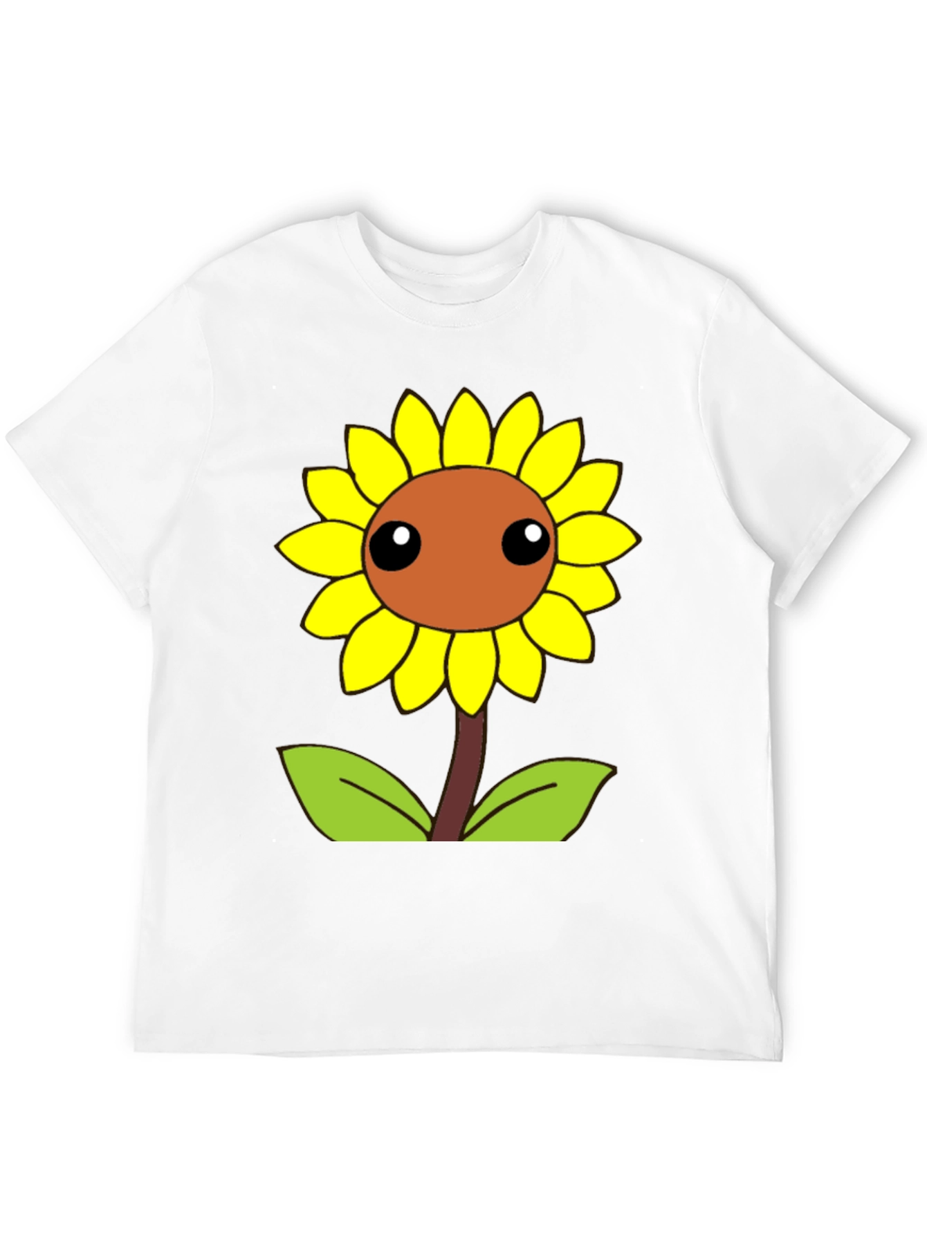 Cute Cartoon Sunflower Graphic Black T-Shirt