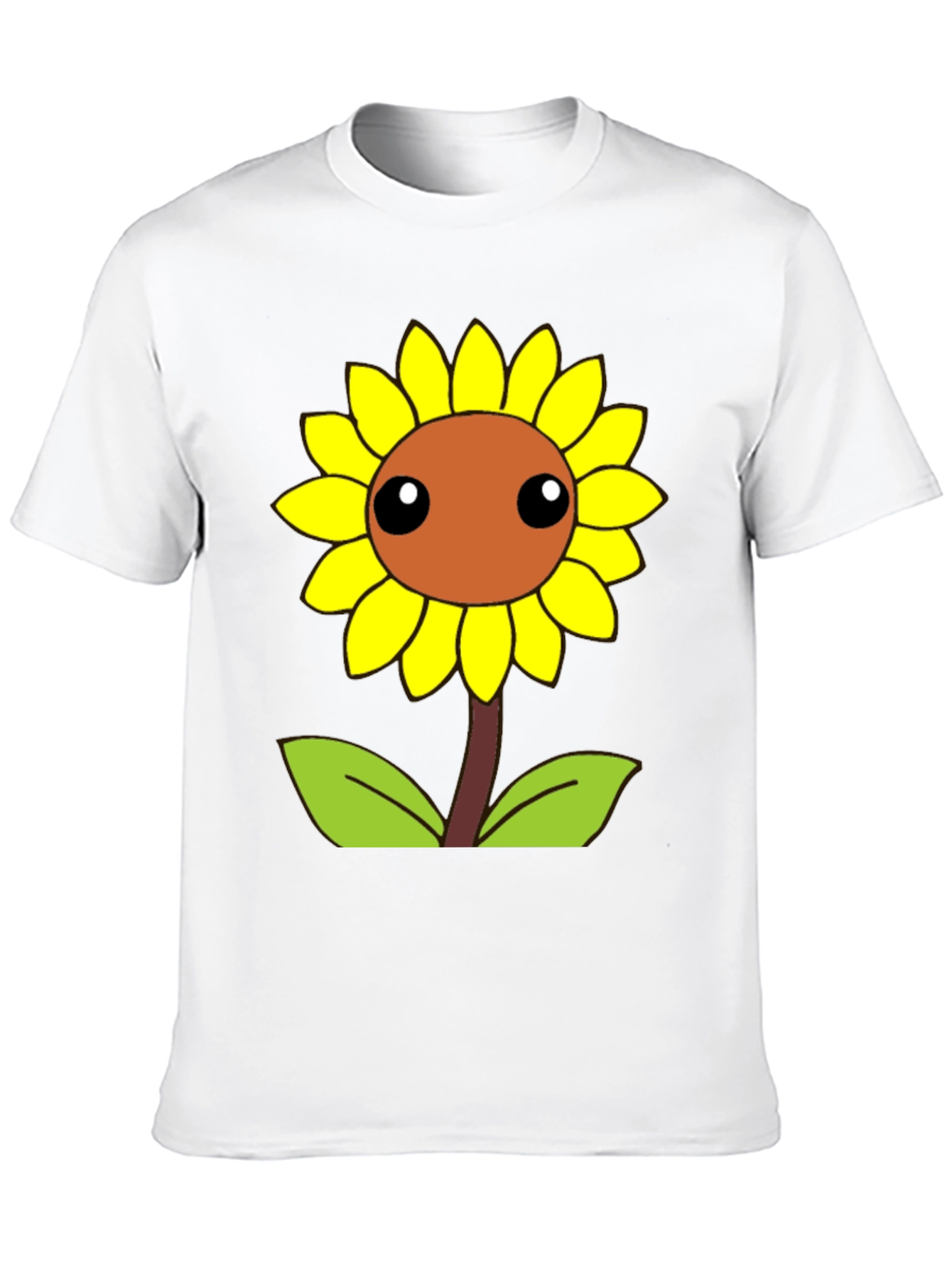 Cute Cartoon Sunflower Graphic Black T-Shirt