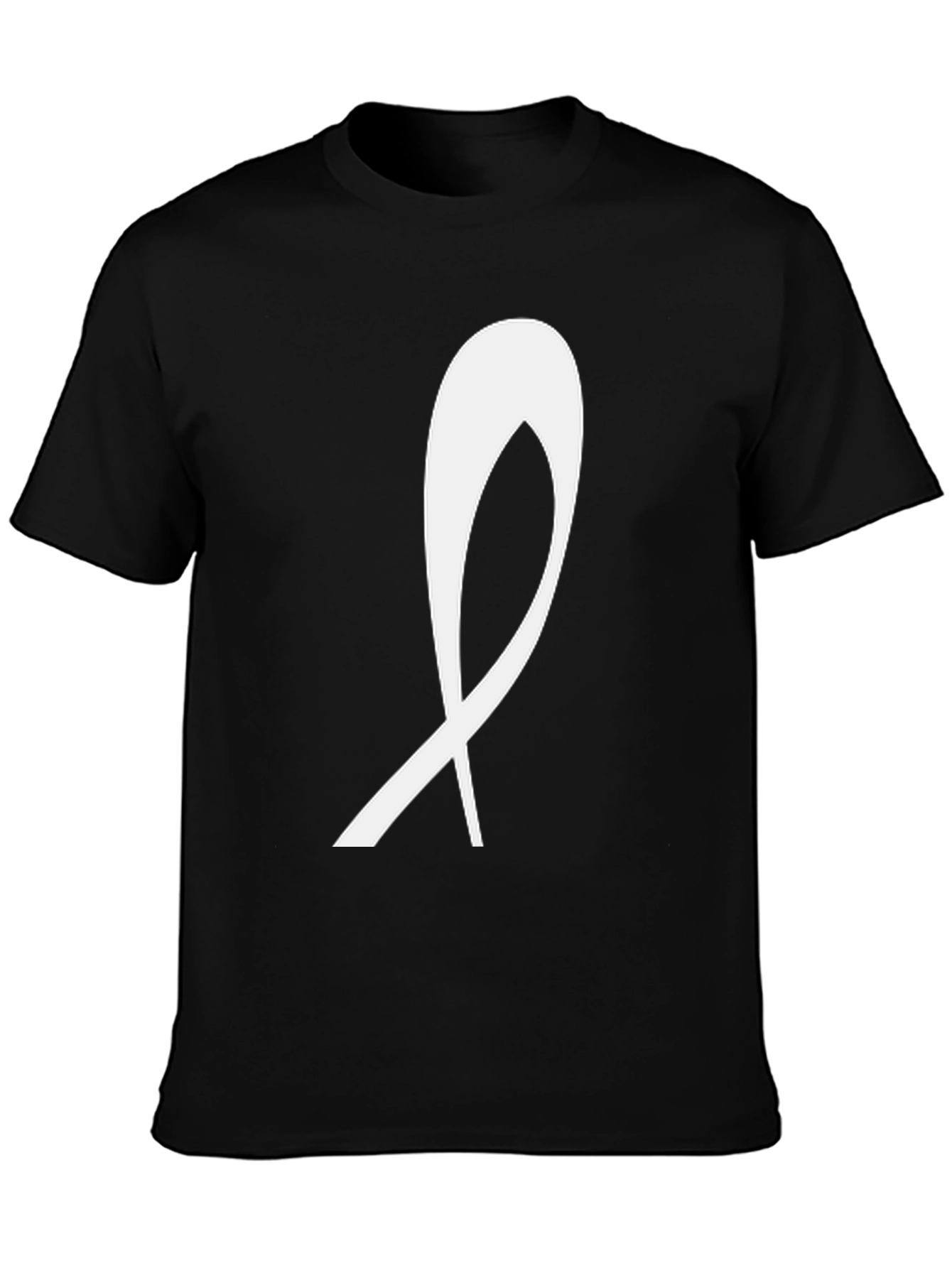 Black T-Shirt with White Ribbon Graphic