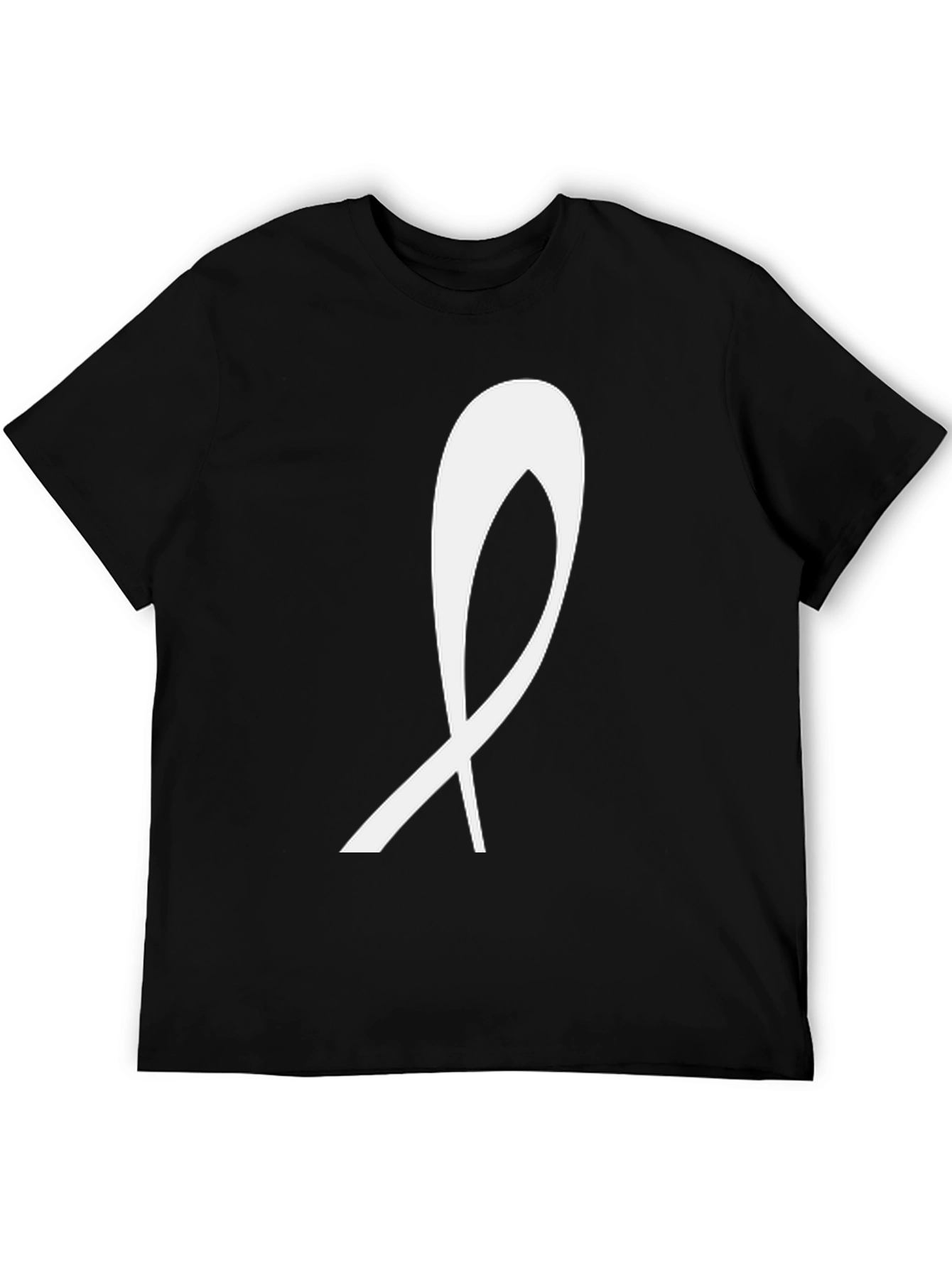 Black T-Shirt with White Ribbon Graphic