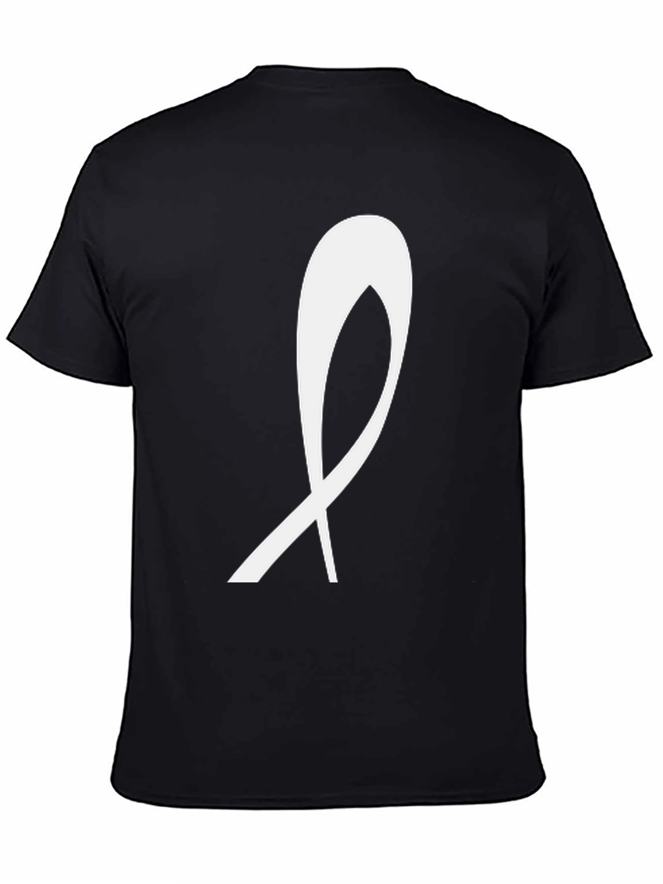 Black T-Shirt with White Ribbon Graphic