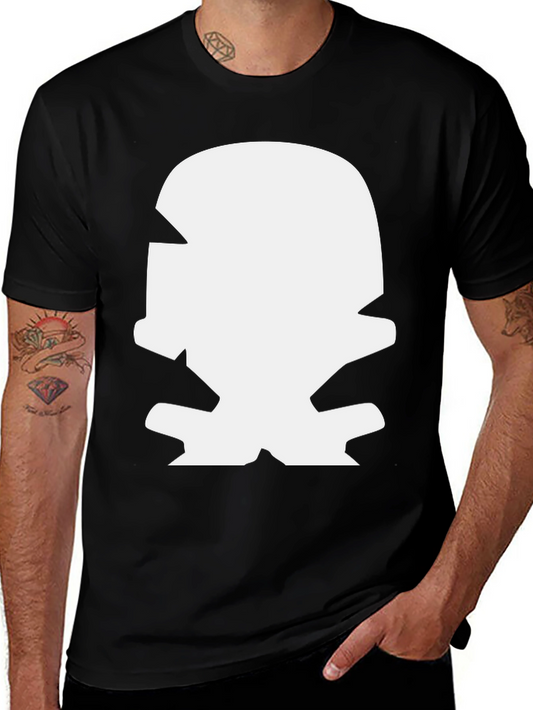 Bold Graphic Tee: White Mascot Design on Black