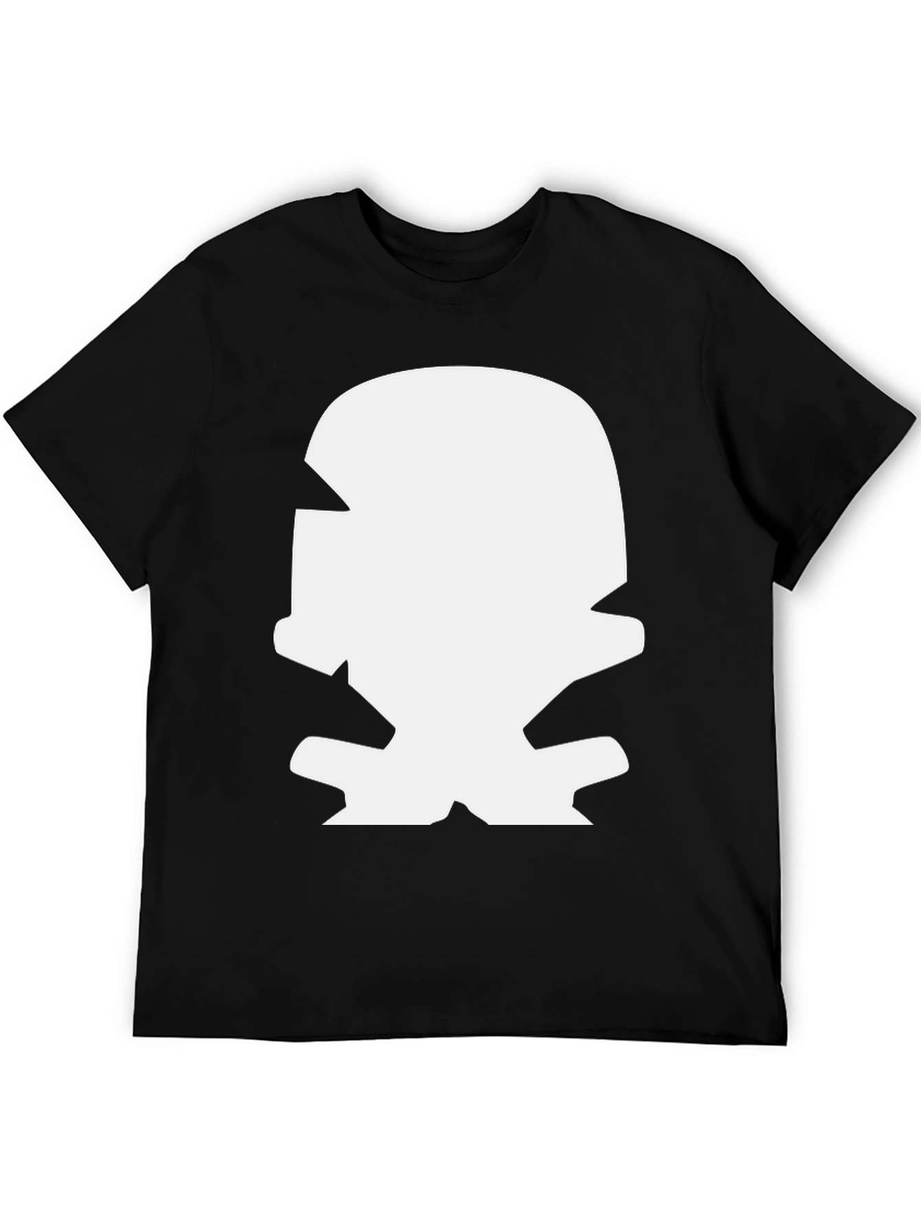 Bold Graphic Tee: White Mascot Design on Black