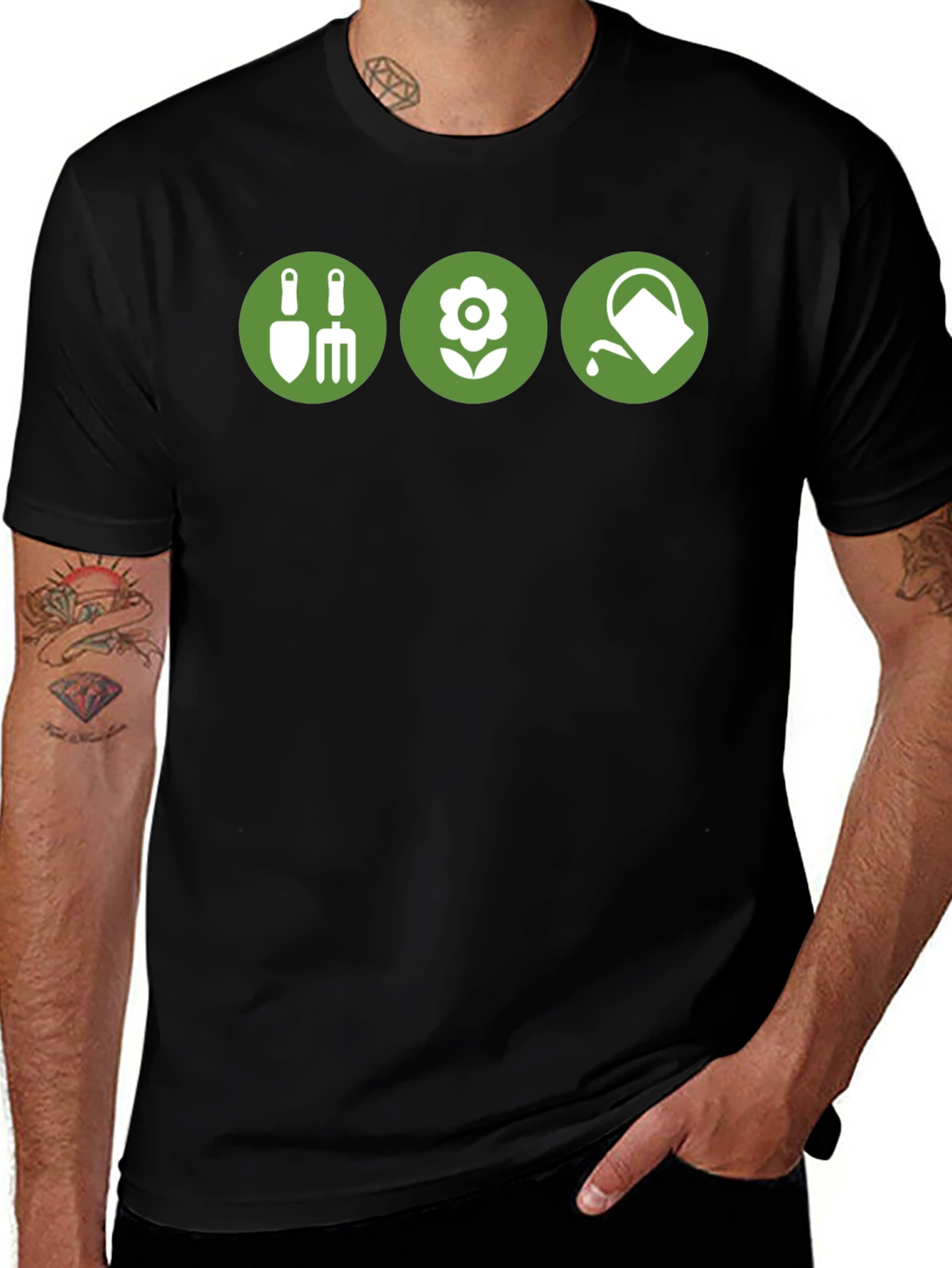 Gardening Icons Black T-Shirt