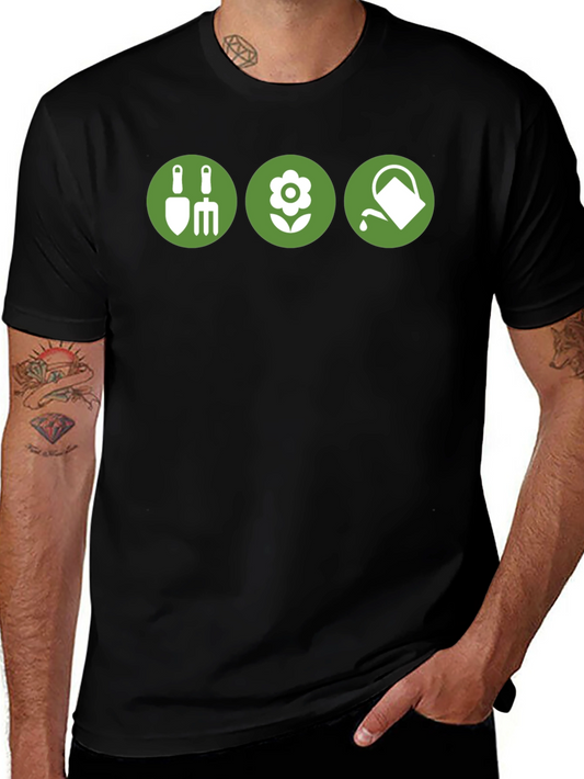 Gardening Icons Black T-Shirt