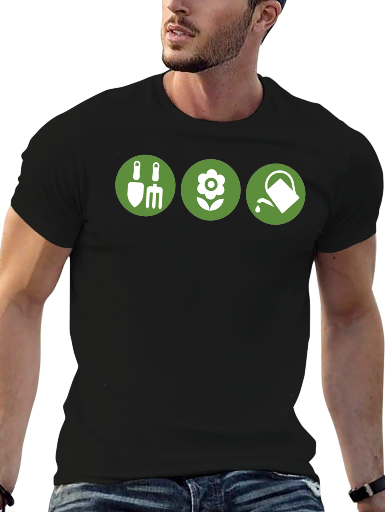 Gardening Icons Black T-Shirt
