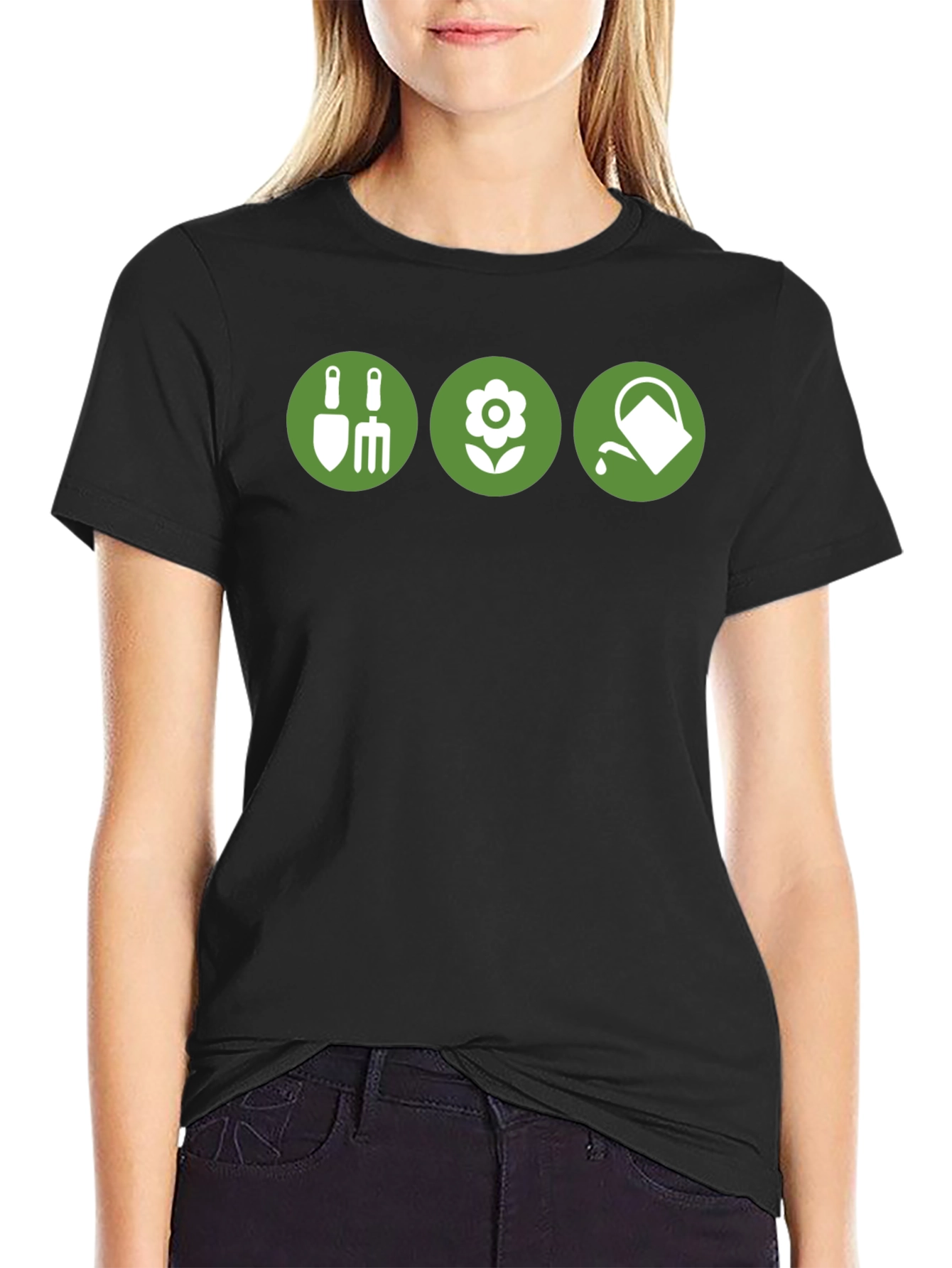 Gardening Icons Black T-Shirt