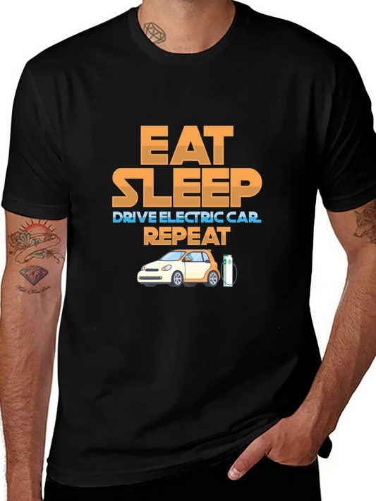 Eat Sleep Drive Electric Car Repeat Graphic T-Shirt