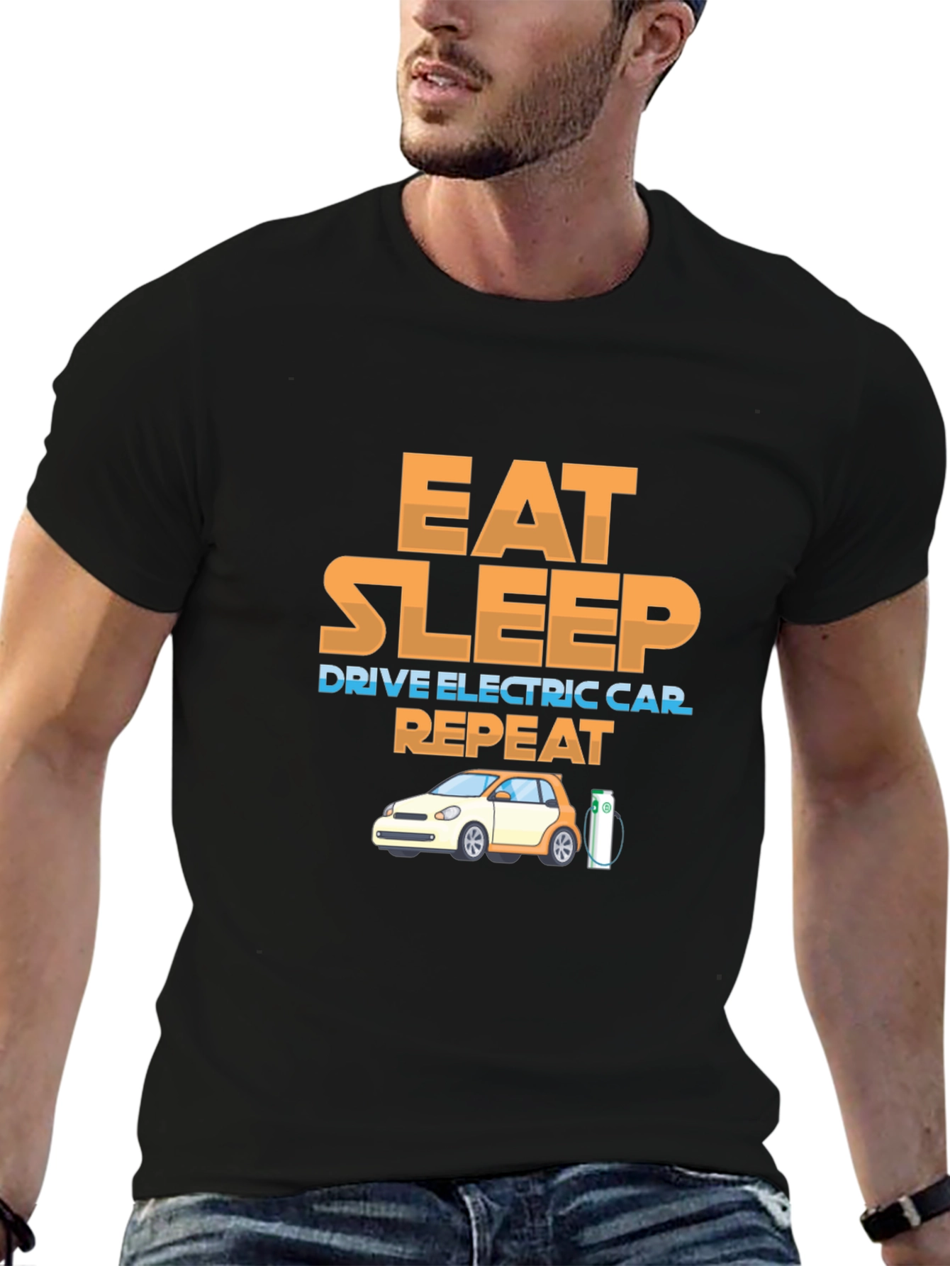 Eat Sleep Drive Electric Car Repeat Graphic T-Shirt