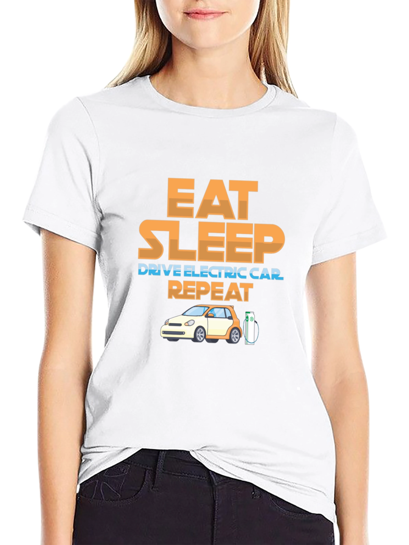 Eat Sleep Drive Electric Car Repeat Graphic T-Shirt