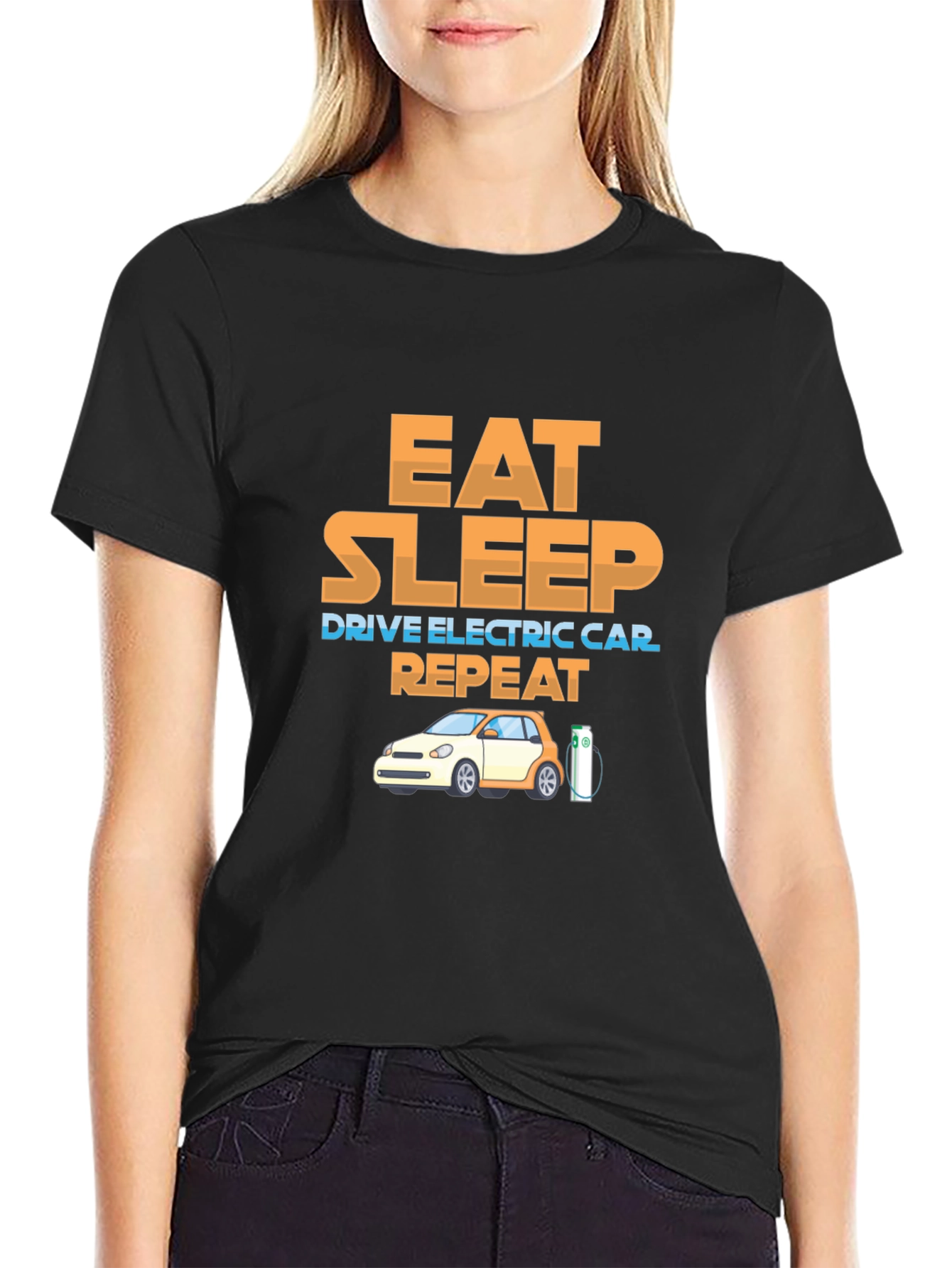 Eat Sleep Drive Electric Car Repeat Graphic T-Shirt