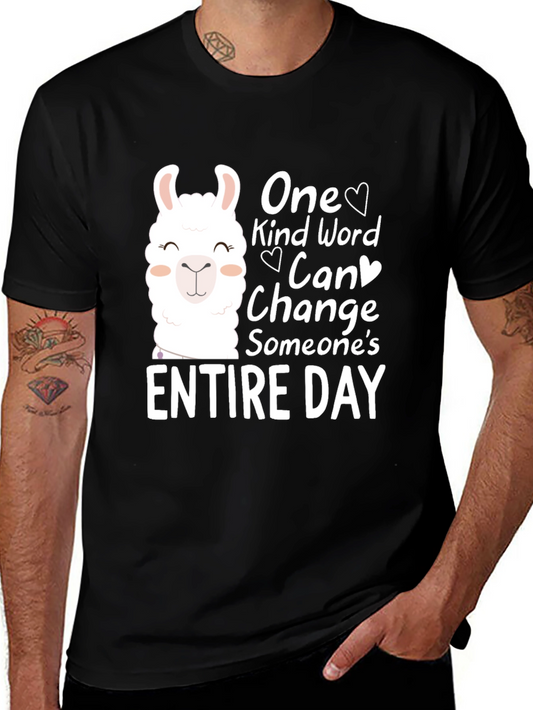 Kindness Llama Graphic Tee - One Kind Word Can Change Someones Day