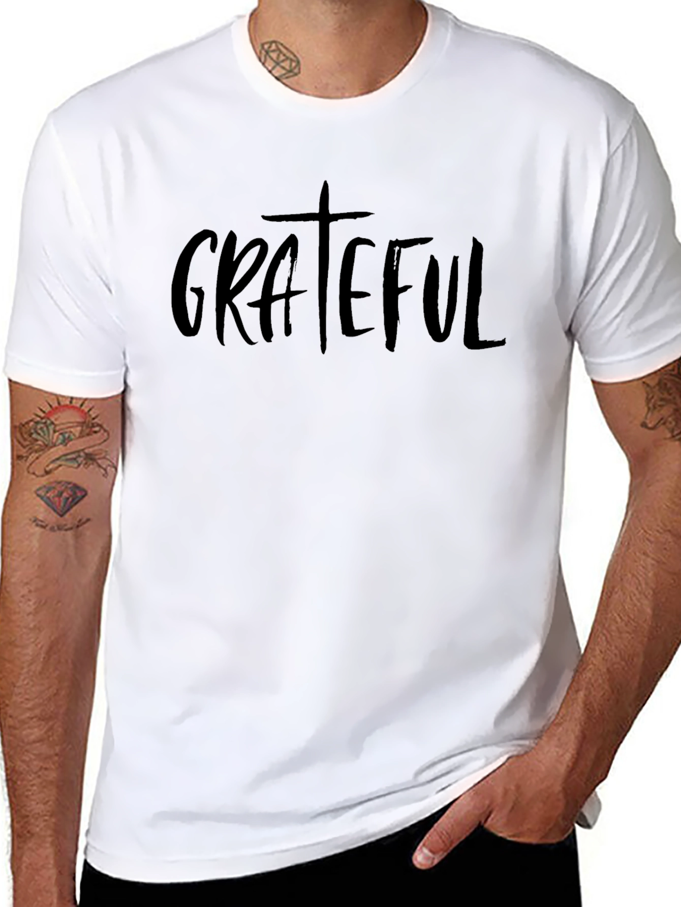 Grateful Graphic T-Shirt - Black Crew Neck Tee