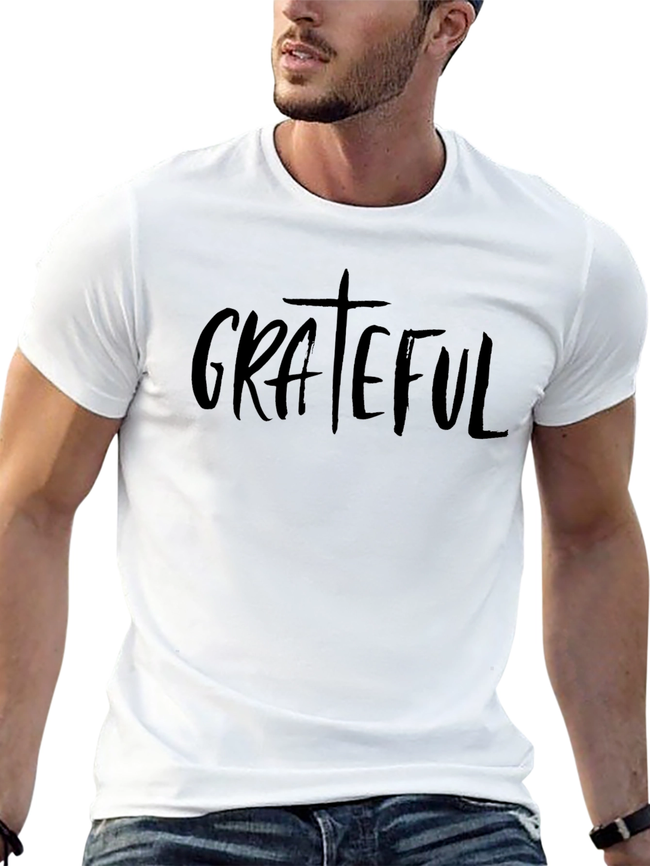 Grateful Graphic T-Shirt - Black Crew Neck Tee