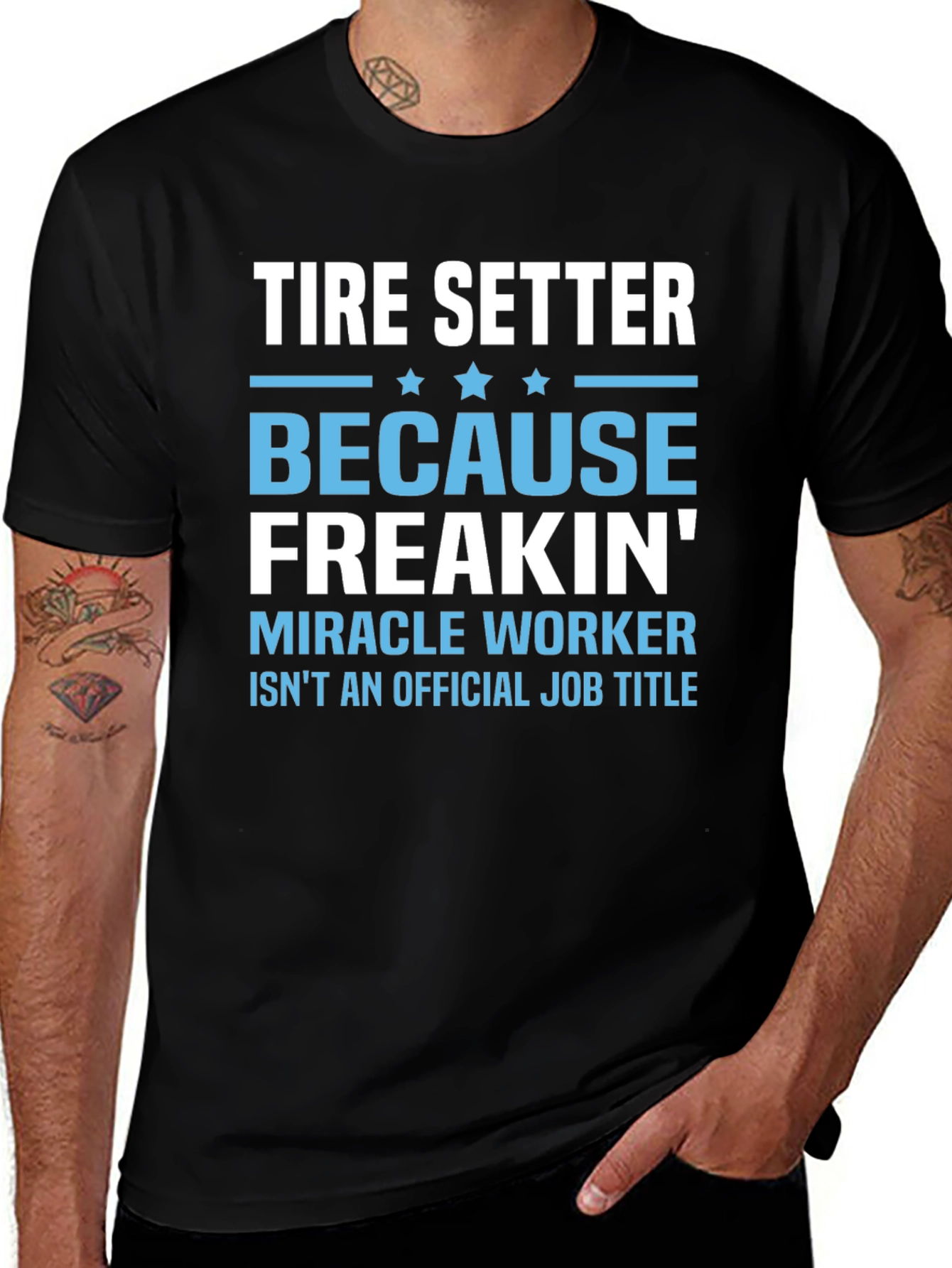 Tire Setter Funny Job Title Black T-Shirt