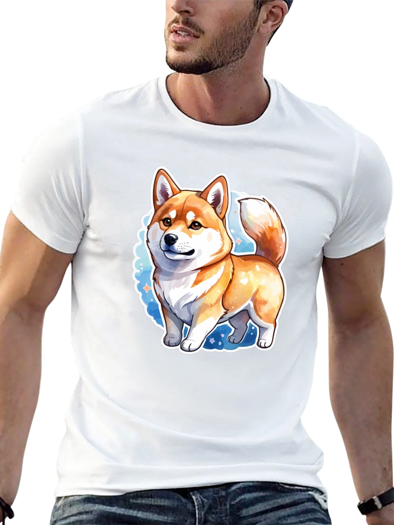 Shiba Inu Cartoon Graphic Tee - Unisex Black T-Shirt