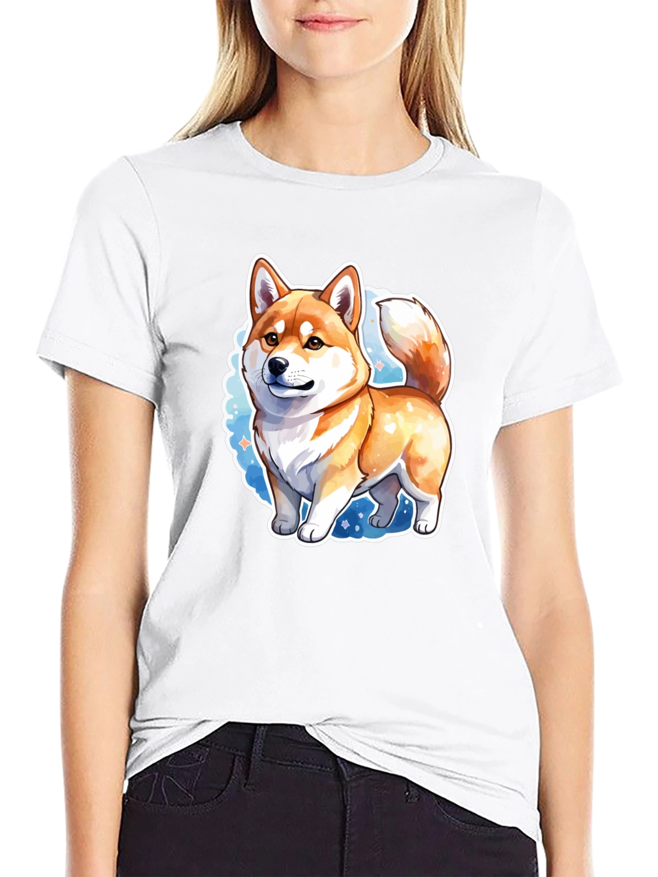 Shiba Inu Cartoon Graphic Tee - Unisex Black T-Shirt