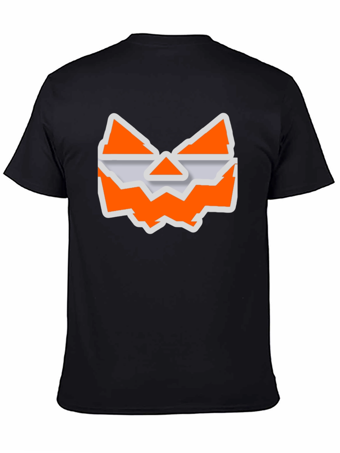 Halloween Jack-O-Lantern Face Graphic Tee - Black Cotton T-Shirt