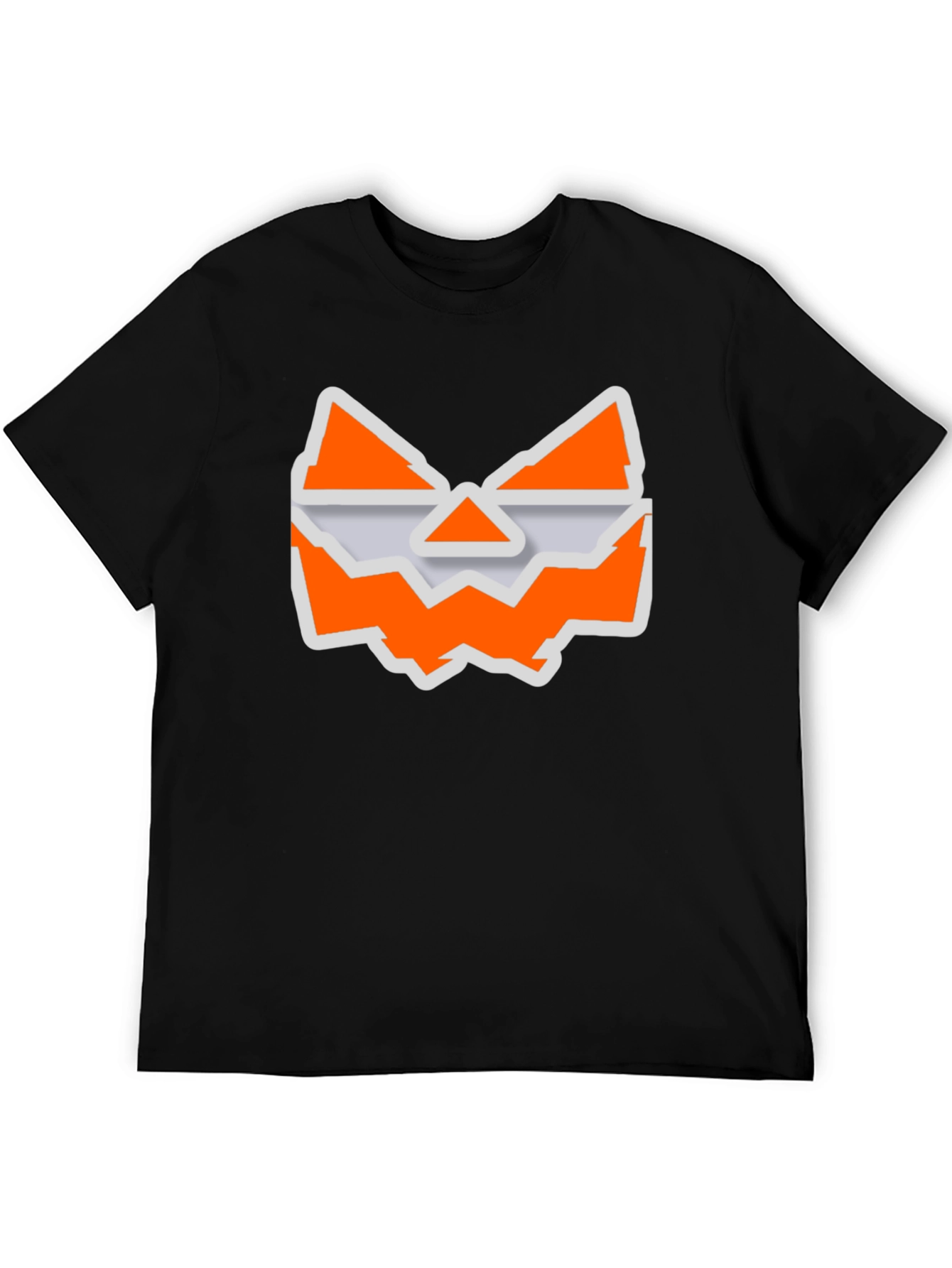 Halloween Jack-O-Lantern Face Graphic Tee - Black Cotton T-Shirt
