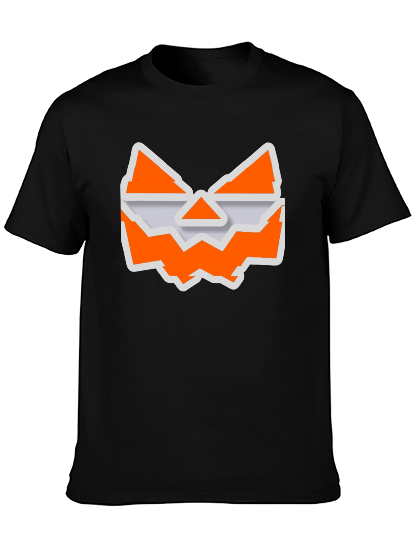 Halloween Jack-O-Lantern Face Graphic Tee - Black Cotton T-Shirt