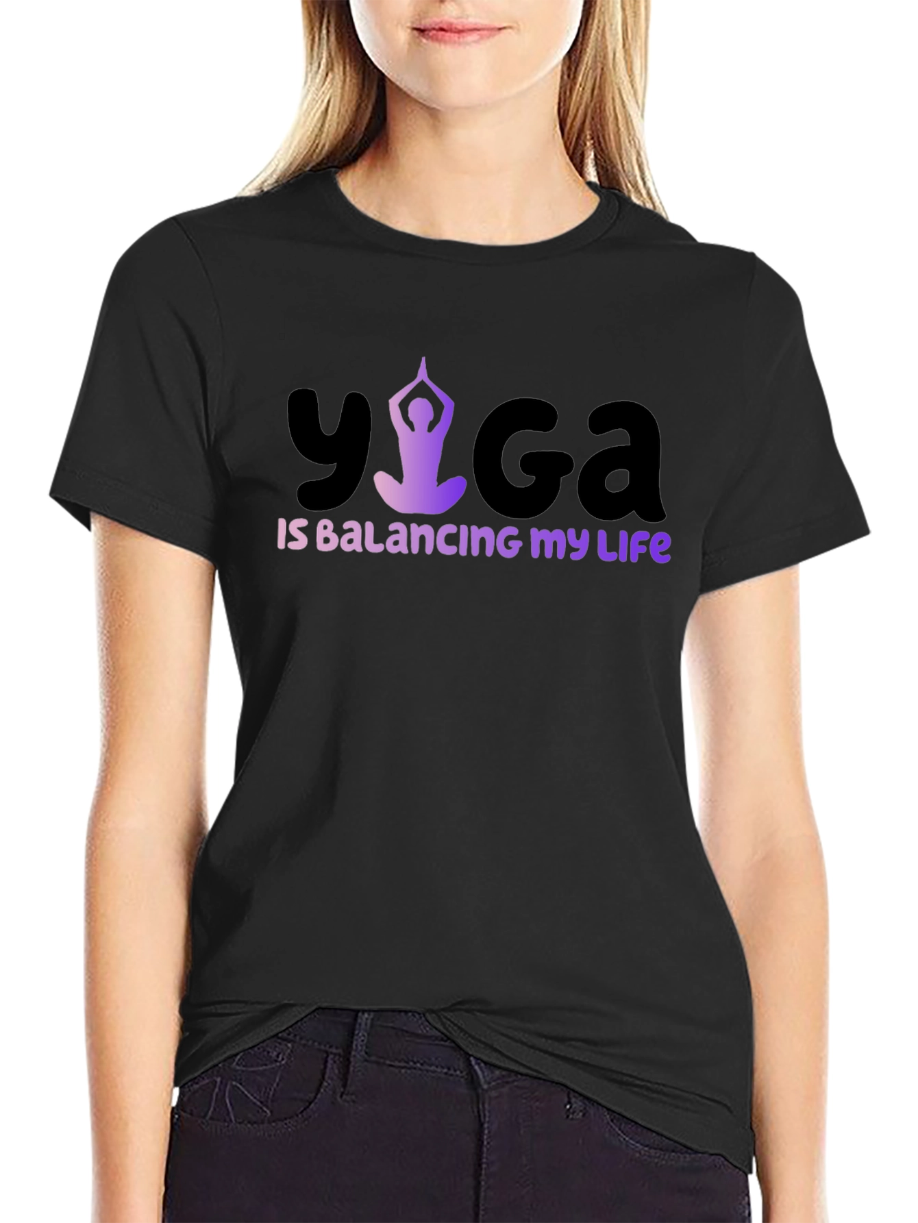 Yoga Balancing Life T-Shirt Black