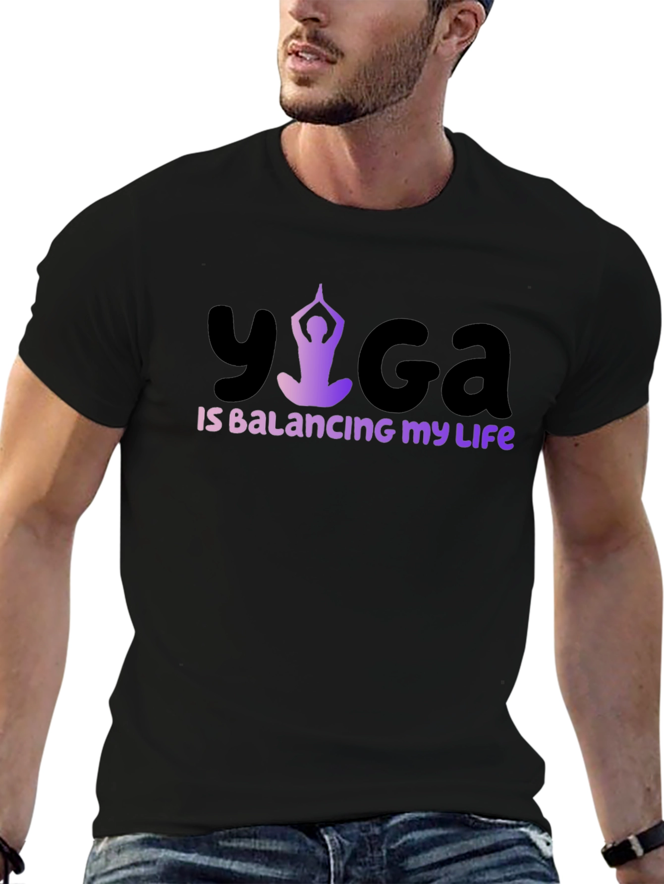 Yoga Balancing Life T-Shirt Black