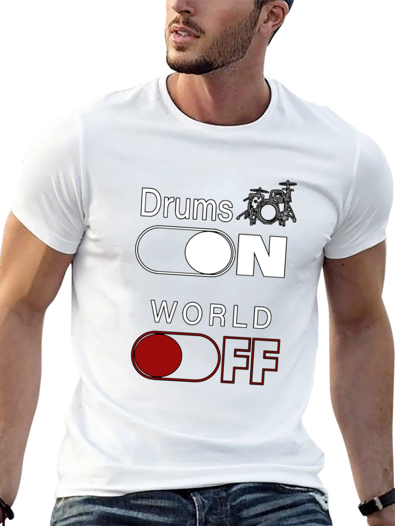 Drums ON World OFF Black T-Shirt
