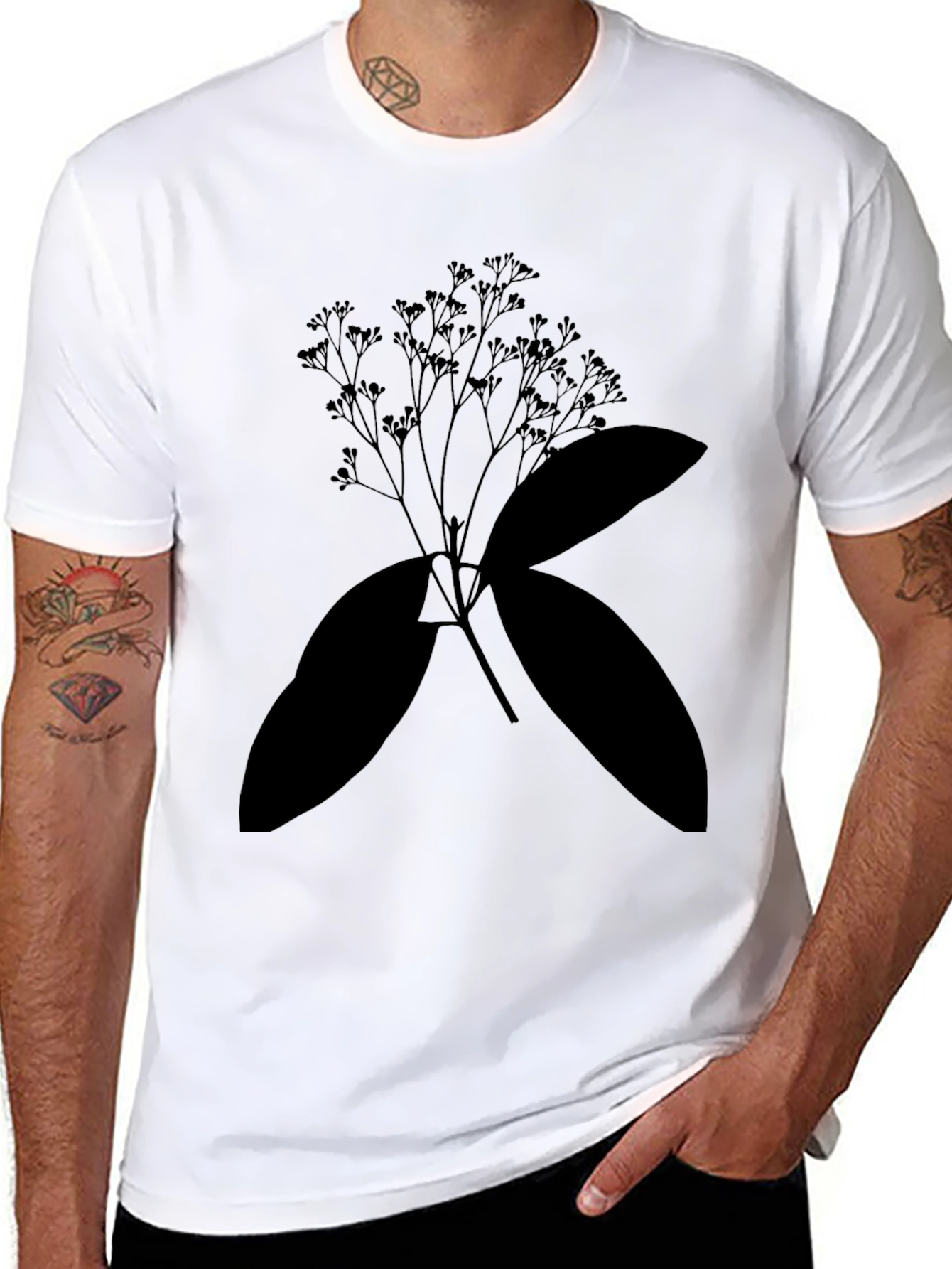 Black Floral Graphic T-Shirt - Casual Wear