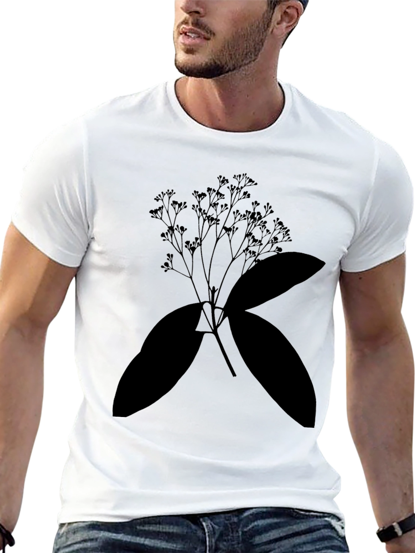 Black Floral Graphic T-Shirt - Casual Wear