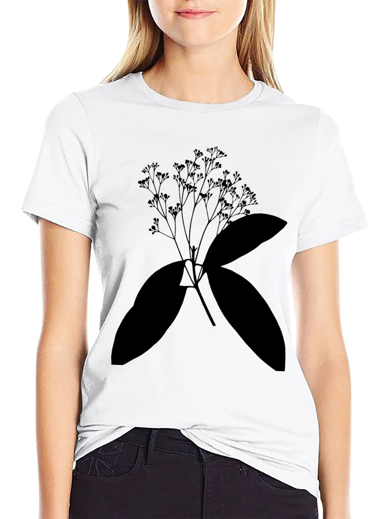 Black Floral Graphic T-Shirt - Casual Wear