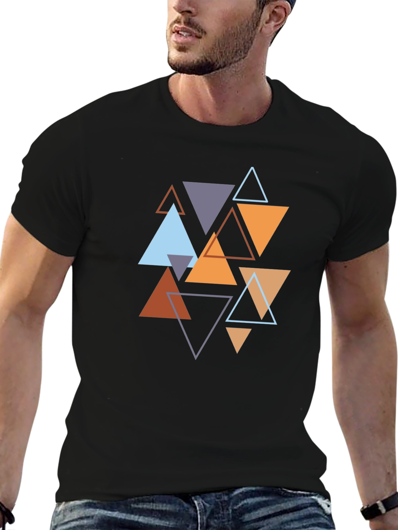 Geometric Triangle Pattern Mens T-Shirt