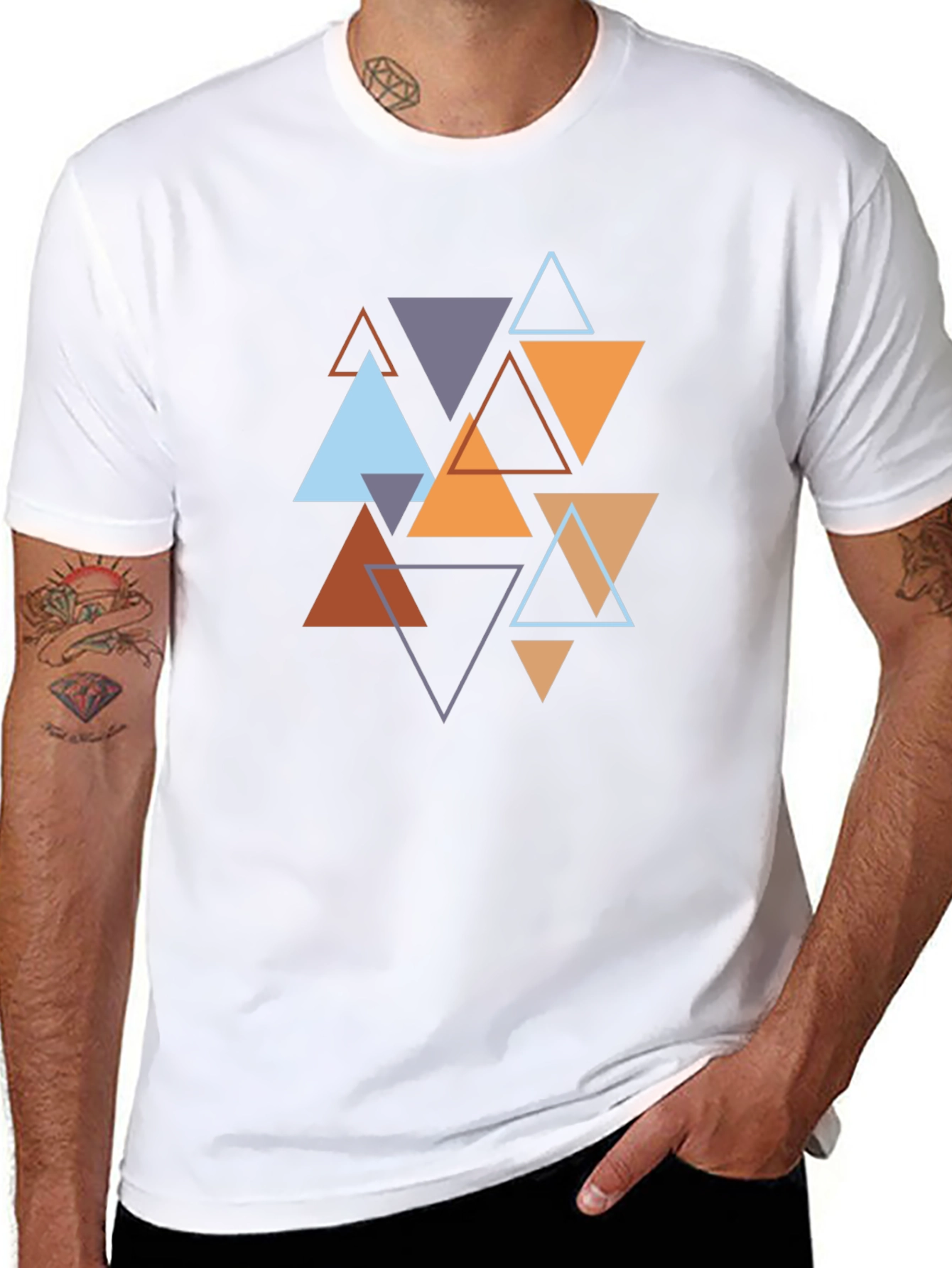 Geometric Triangle Pattern Mens T-Shirt