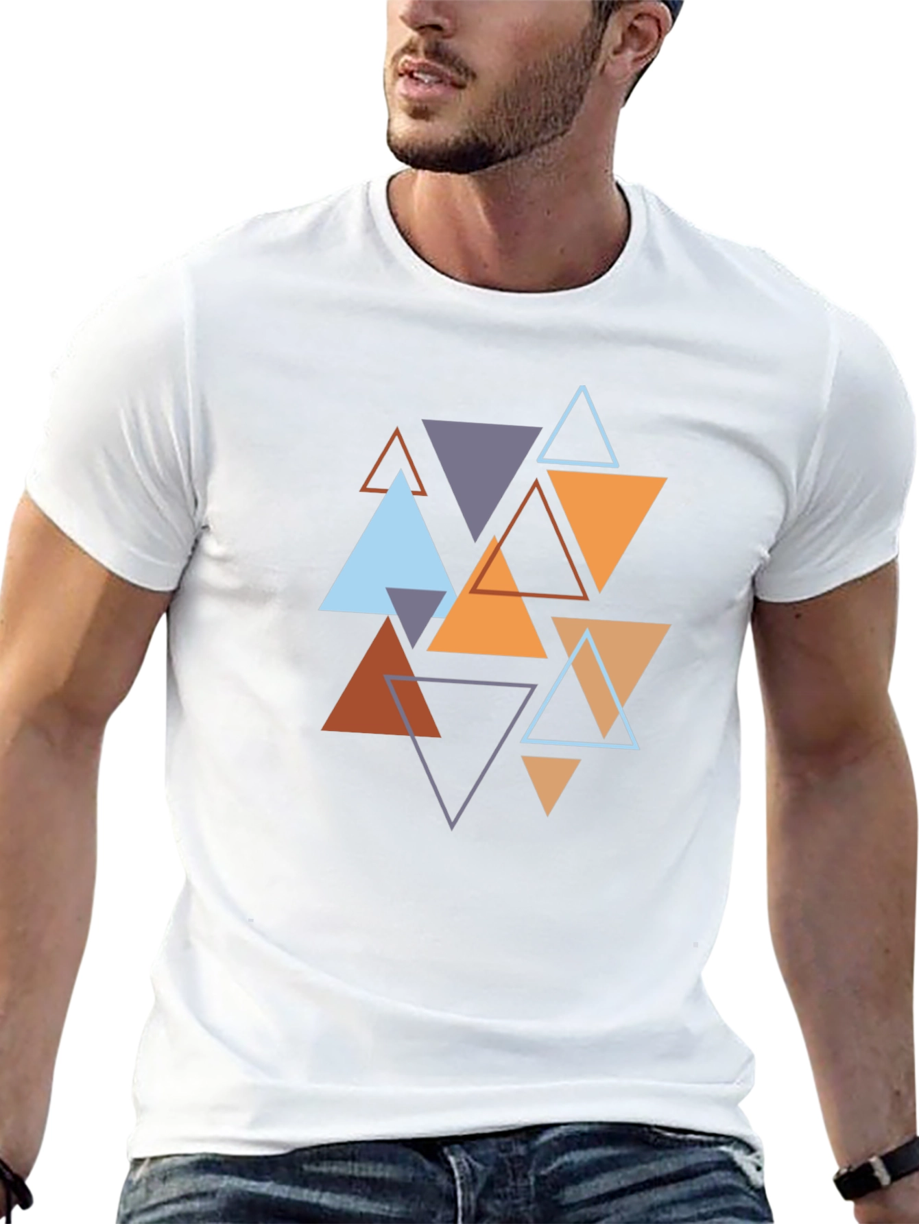Geometric Triangle Pattern Mens T-Shirt