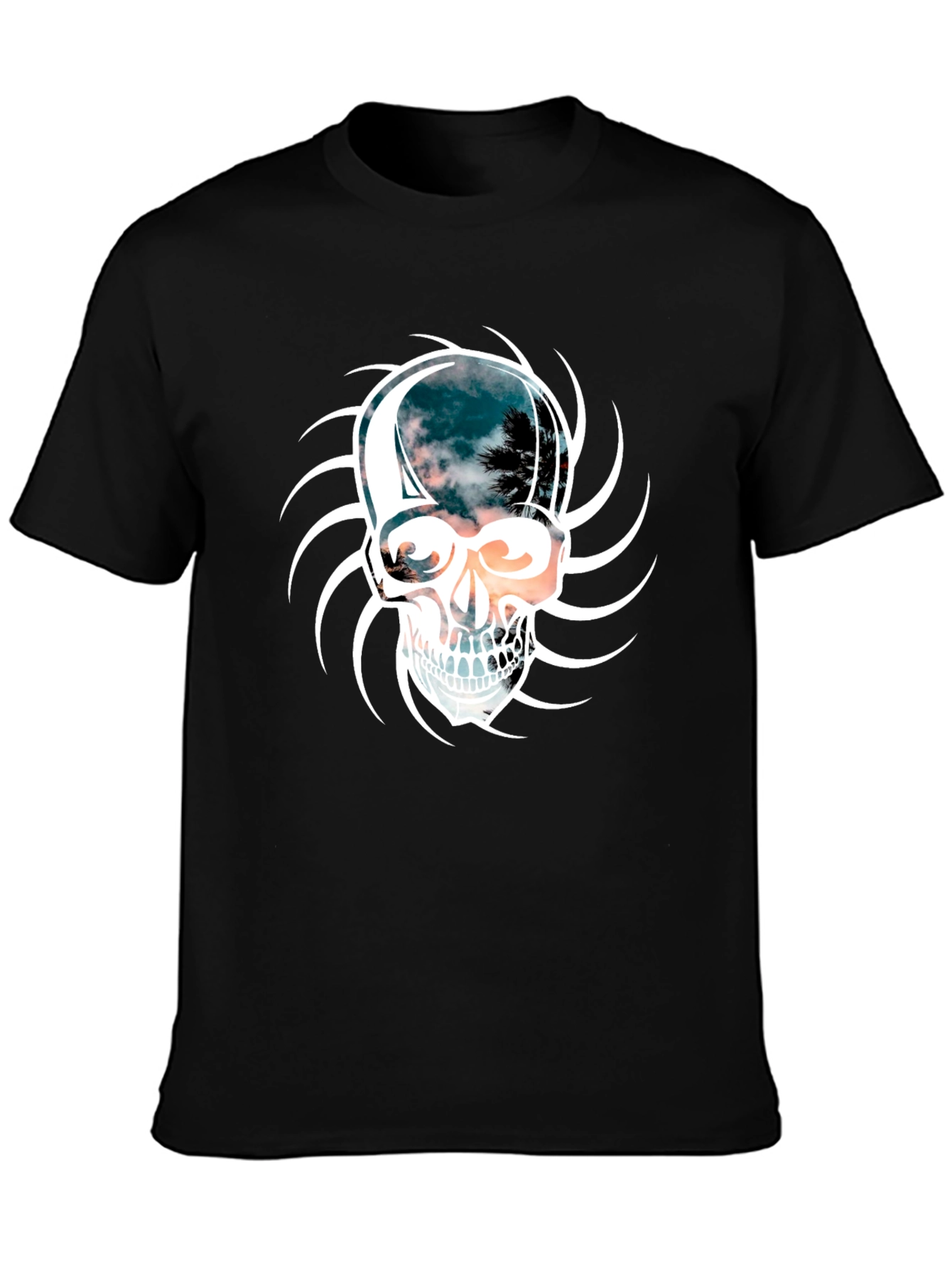 Skull Graphic Print Mens Black T-Shirt